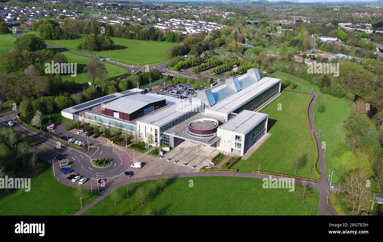 Luftaufnahme des West Lothian Council Civic Centre Livingston Stockfoto
