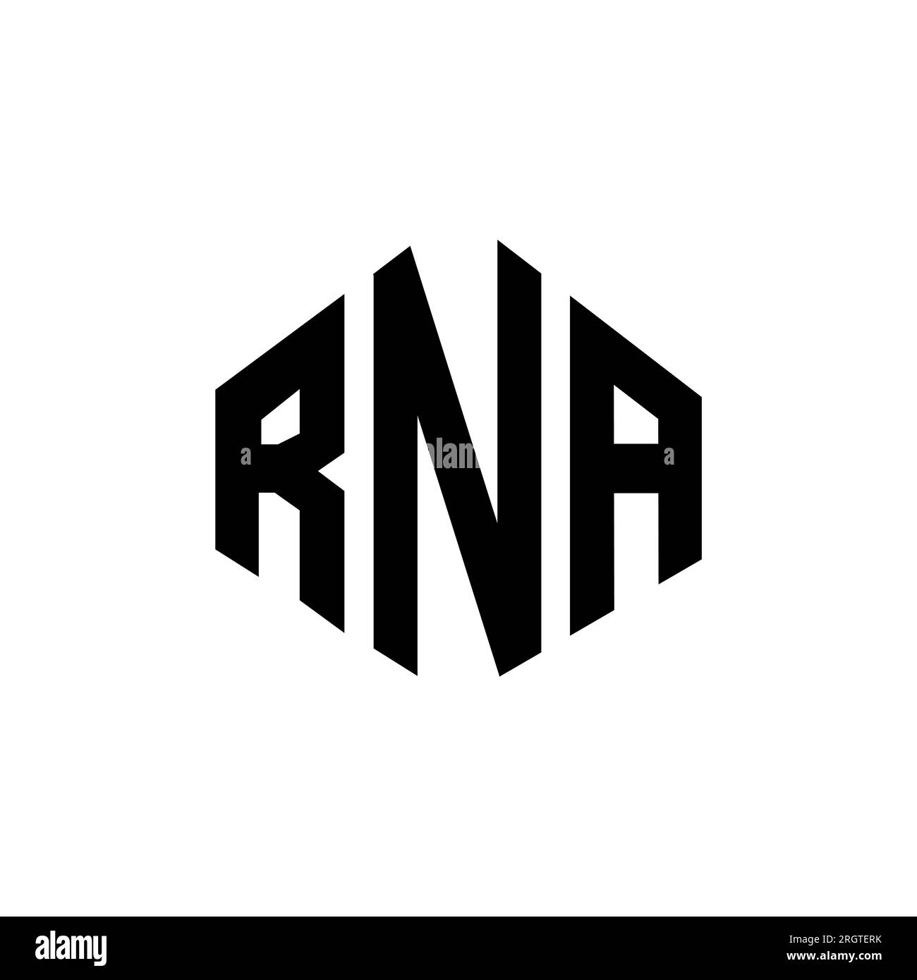RNA-Logo in Polygonform. RNA-Polygon- und würfelförmiges Logo. RNA-sechseckige Vektor-Logo-Vorlage in Weiß und Schwarz. RNA monogr Stock Vektor