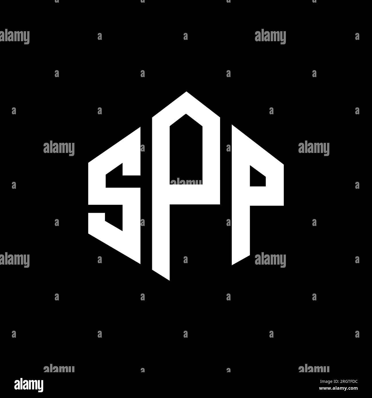 Logo mit SPP-Buchstaben und Polygonform. Spp-Polygon- und würfelförmiges Logo. SPP sechseckige Vektor-Logo-Vorlage in Weiß und Schwarz. SPP Monogr Stock Vektor