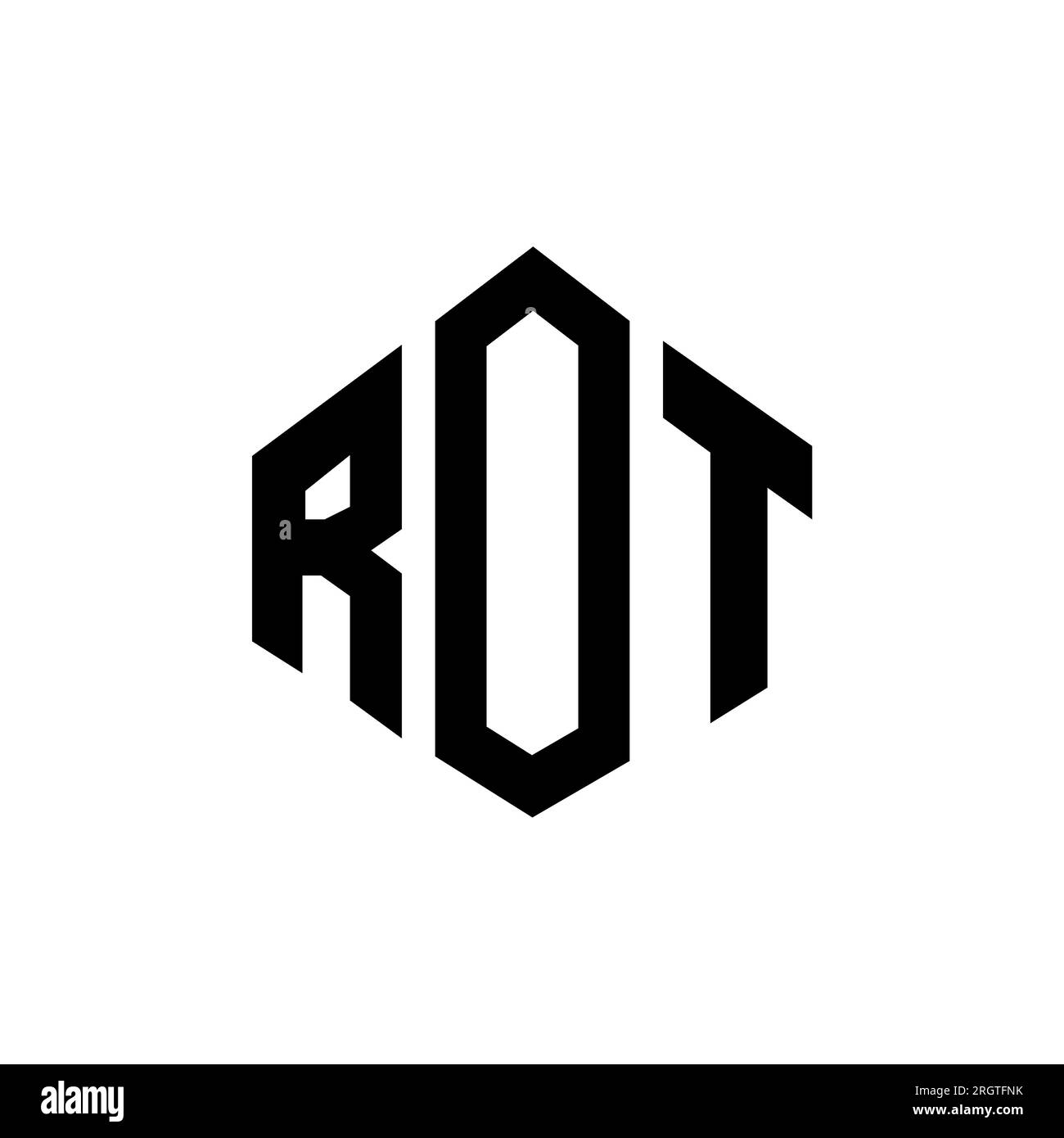 Logo mit VERROTTETEM Buchstaben und Polygonform. ROT-Polygon- und würfelförmiges Logo. ROT sechseckige Vektor-Logo-Vorlage in Weiß und Schwarz. ROT monogr Stock Vektor