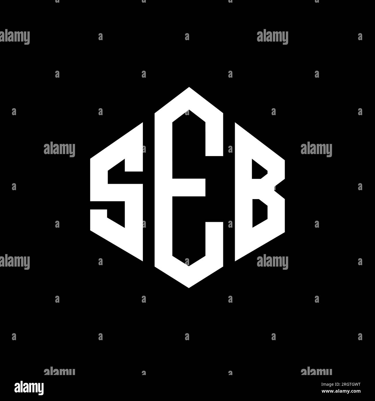 SEB-Logo in Polygonform. SEB-Polygon- und würfelförmiges Logo. Sechseckige SEB-Vektor-Logo-Vorlage in Weiß und Schwarz. SEB monogr Stock Vektor