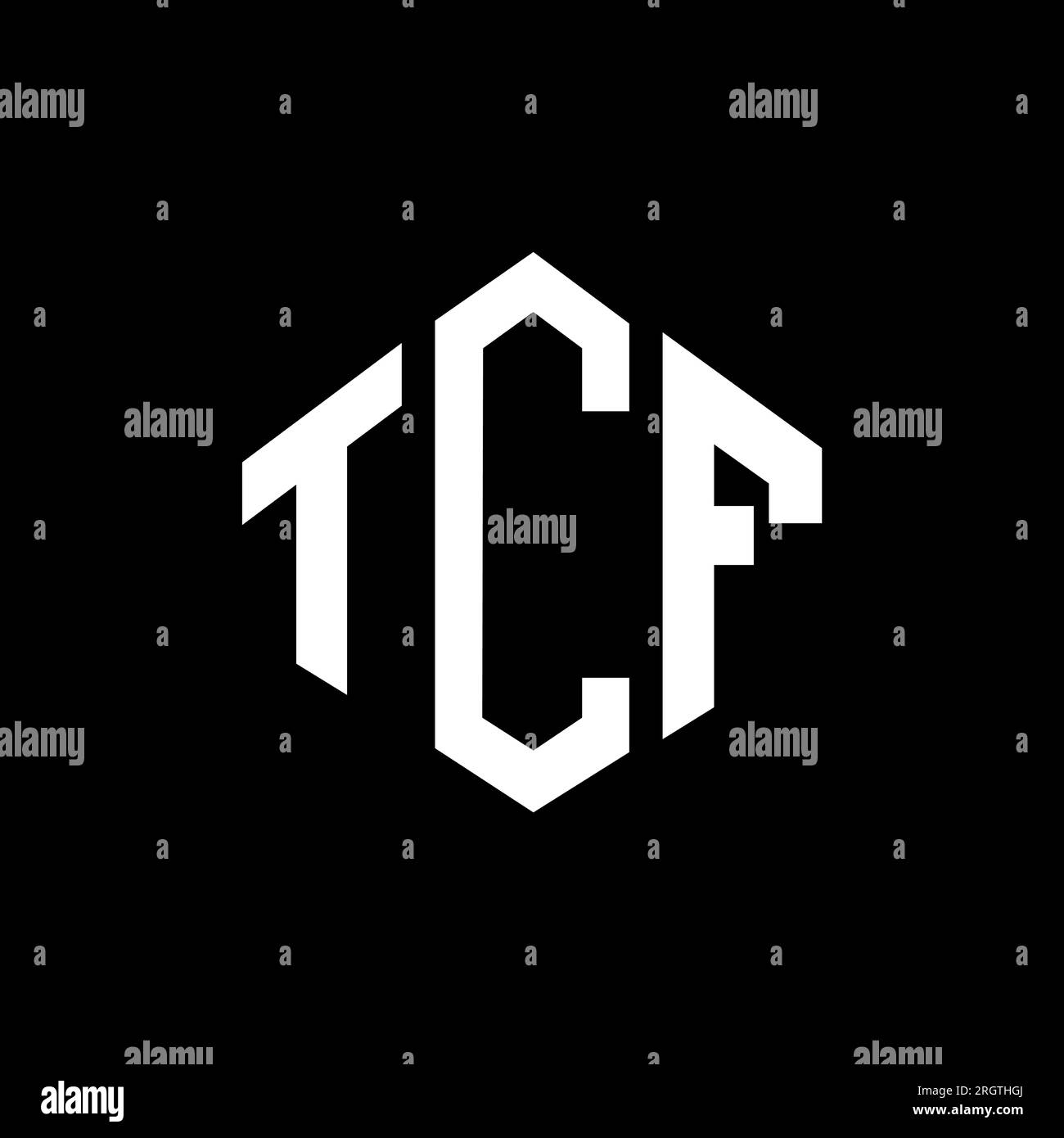 TCF-Logo in Polygonform. TCF-Polygon- und würfelförmiges Logo. Sechseckige TCF-Vektor-Logo-Vorlage in Weiß und Schwarz. TCF Monogr Stock Vektor