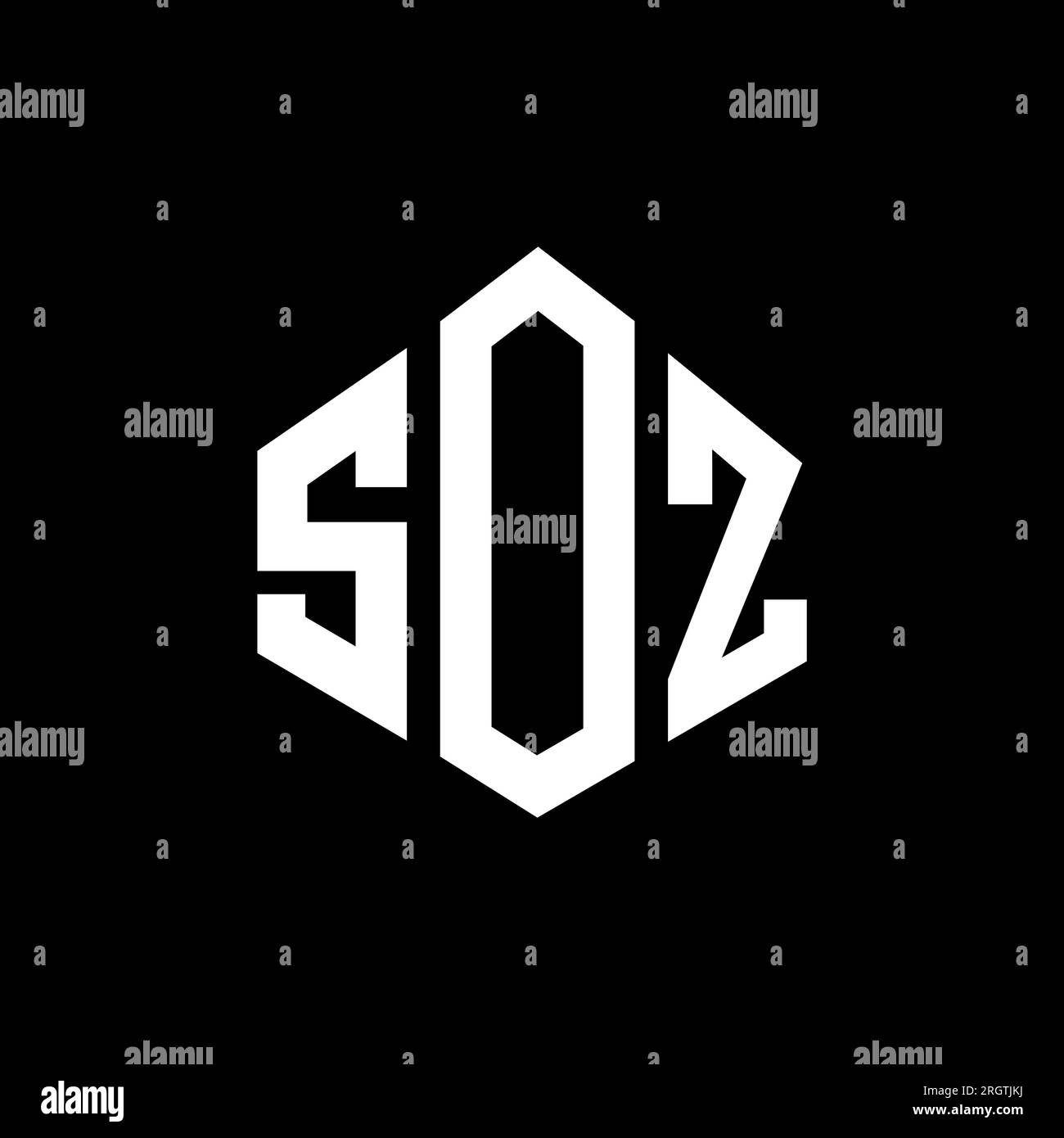 Logo mit SOZ-Buchstaben und Polygonform. SOZ-Polygon- und würfelförmiges Logo. Sechseckige SOZ-Vektor-Logo-Vorlage in Weiß und Schwarz. SOZ monogr Stock Vektor