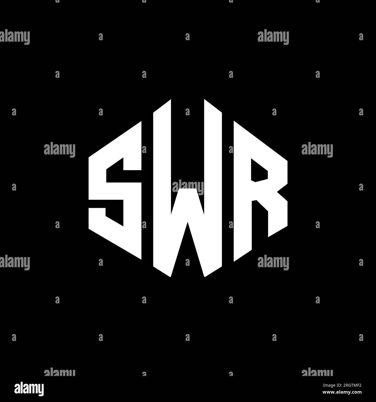 SWR-Logo in Polygonform. SWR-Polygon- und würfelförmiges Logo. SWR sechseckige Vektor-Logo-Vorlage in Weiß und Schwarz. SWR Monogr Stock Vektor