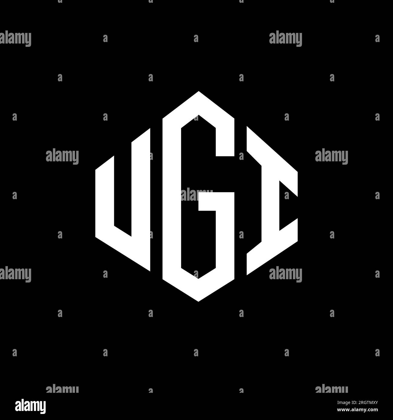 Logo mit UGI-Buchstaben und Polygonform. UGI-Polygon- und würfelförmiges Logo. UGI sechseckige Vektor-Logo-Vorlage in Weiß und Schwarz. UGI monogr Stock Vektor