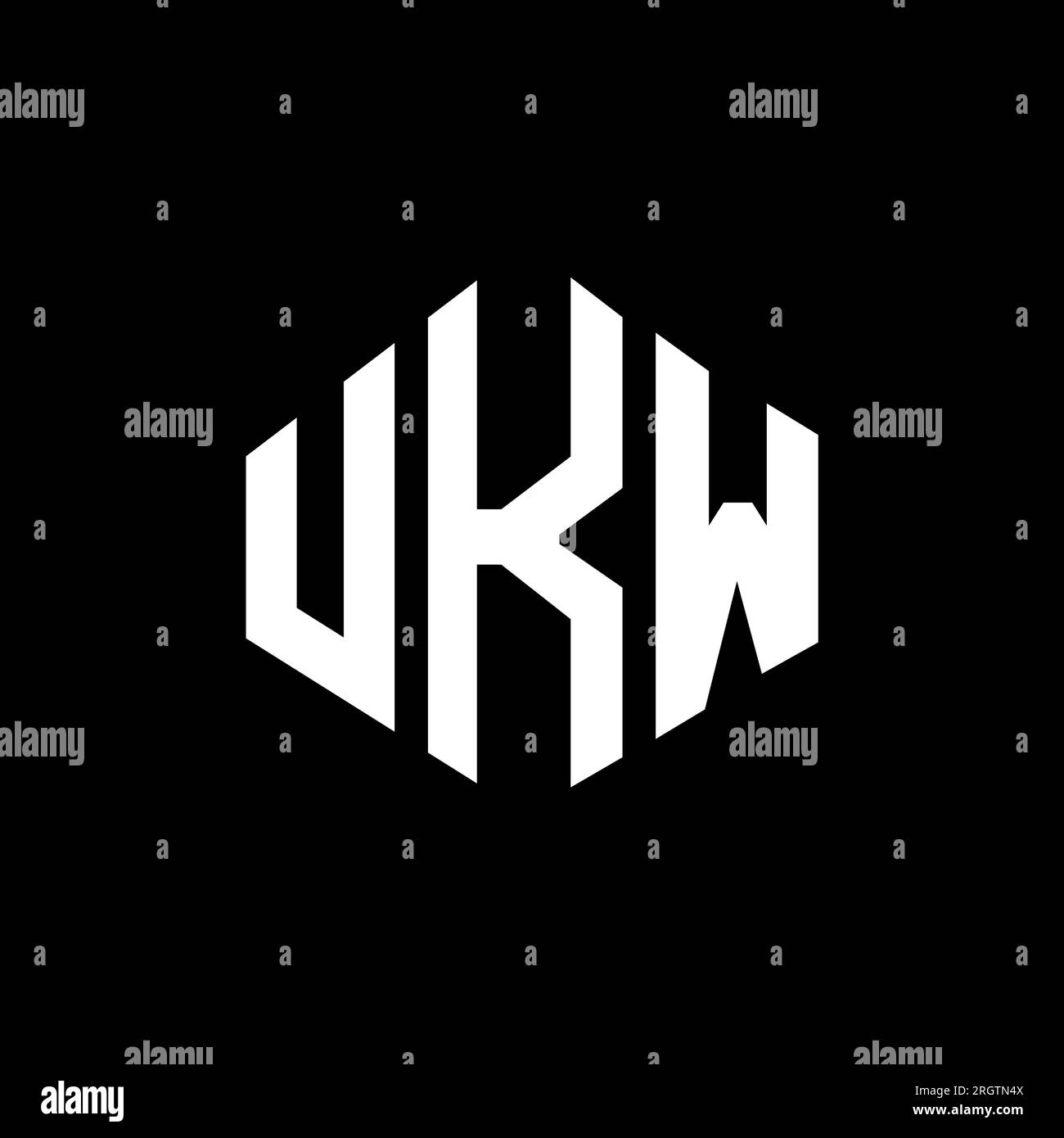 Logo mit UKW-Buchstaben und Polygonform. UKW-Polygon- und würfelförmiges Logo. UKW sechseckige Vektor-Logo-Vorlage in Weiß und Schwarz. UKW Monogr Stock Vektor