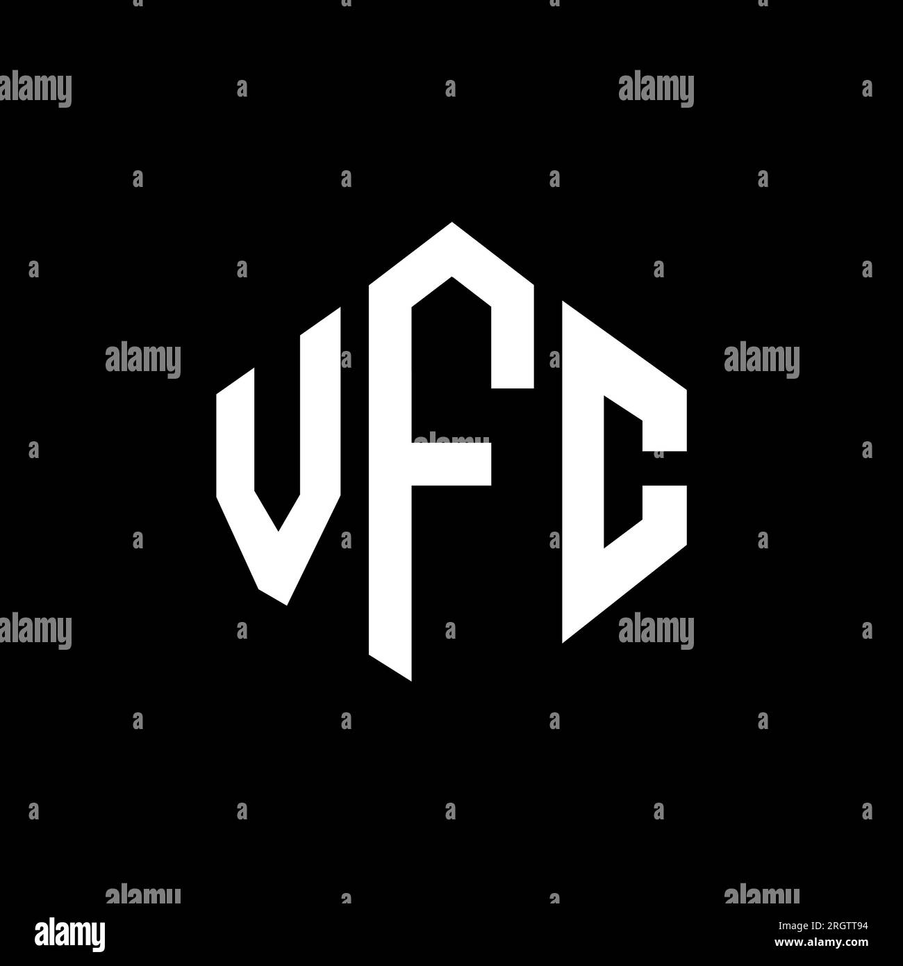 Logo mit VFC-Buchstaben und Polygonform. VFC-Polygon- und würfelförmiges Logo. VFC sechseckige Vektor-Logo-Vorlage in Weiß und Schwarz. VFC Monogr Stock Vektor