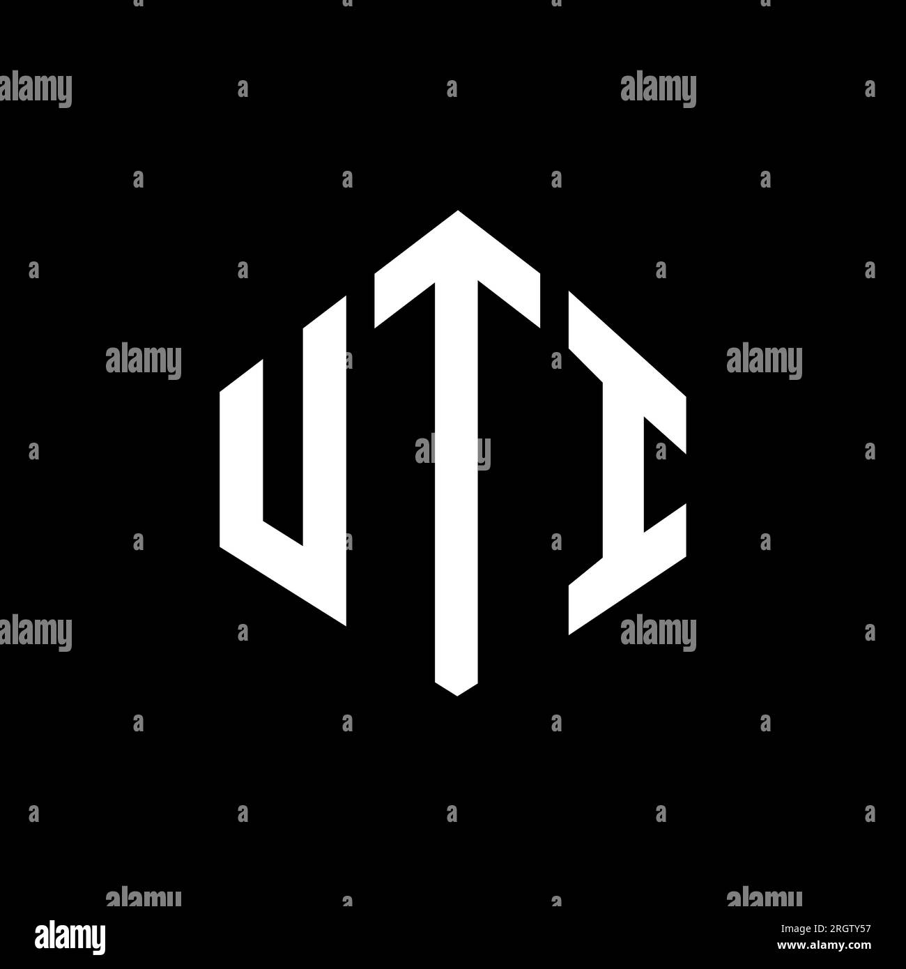 Logo mit UTI-Buchstaben und Polygonform. UTI-Polygon- und würfelförmiges Logo. UTI sechseckige Vektor-Logo-Vorlage in Weiß und Schwarz. UTI monogr Stock Vektor