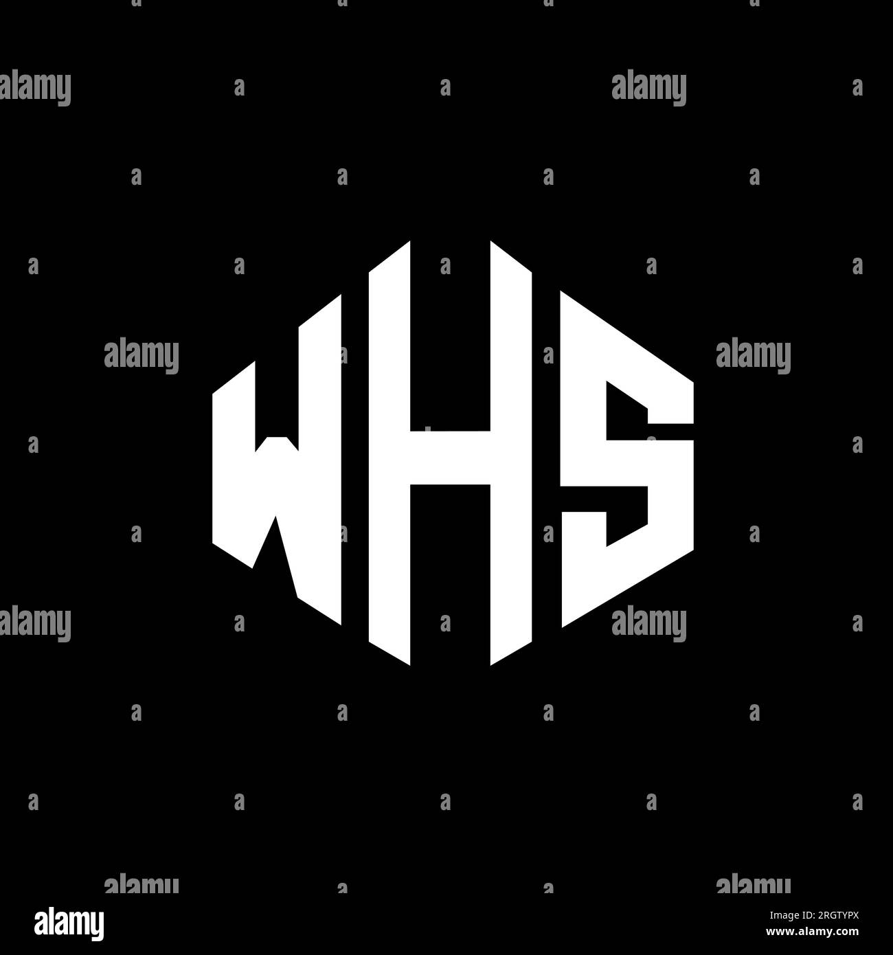 Logo mit WHS-Buchstaben und Polygonform. WHS Polygon- und würfelförmiges Logo. WHS sechseckige Vektor-Logo-Vorlage in Weiß und Schwarz. WHS Monogr Stock Vektor