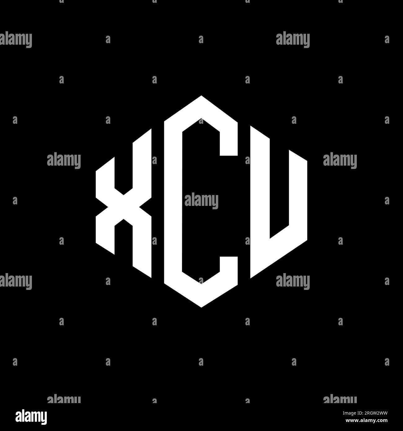 Logo mit XCU-Buchstaben und Polygonform. XCU-Polygon- und ...
