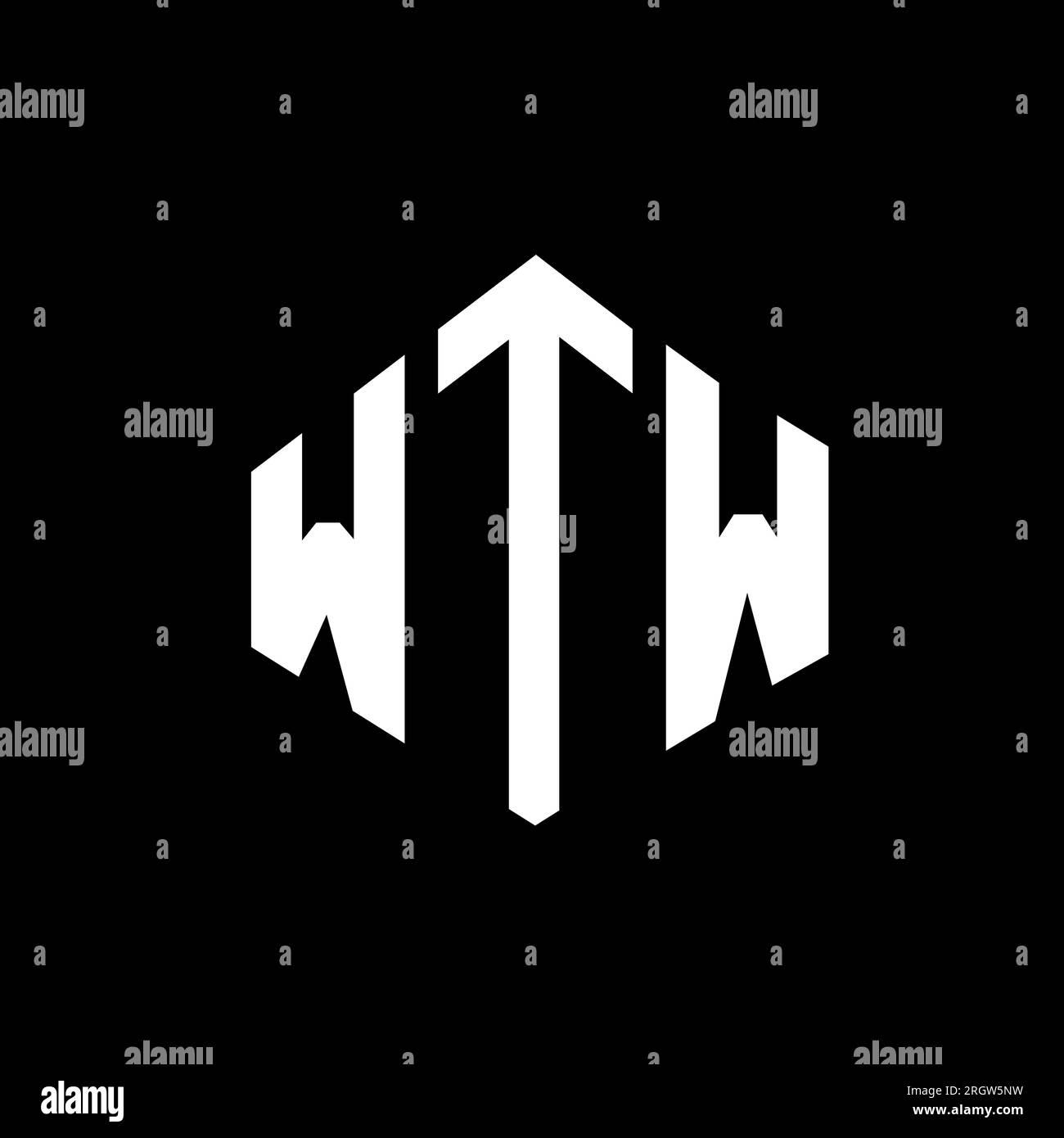 Logo mit WTW-Buchstaben und Polygonform. WTW-Polygon- und würfelförmiges Logo. WTW sechseckige Vektor-Logo-Vorlage in Weiß und Schwarz. WTW Monogr Stock Vektor