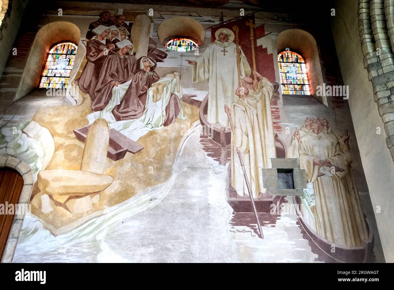 Fresko in Notre Dame en Saint Melaine in Rennes, Frankreich Stockfoto