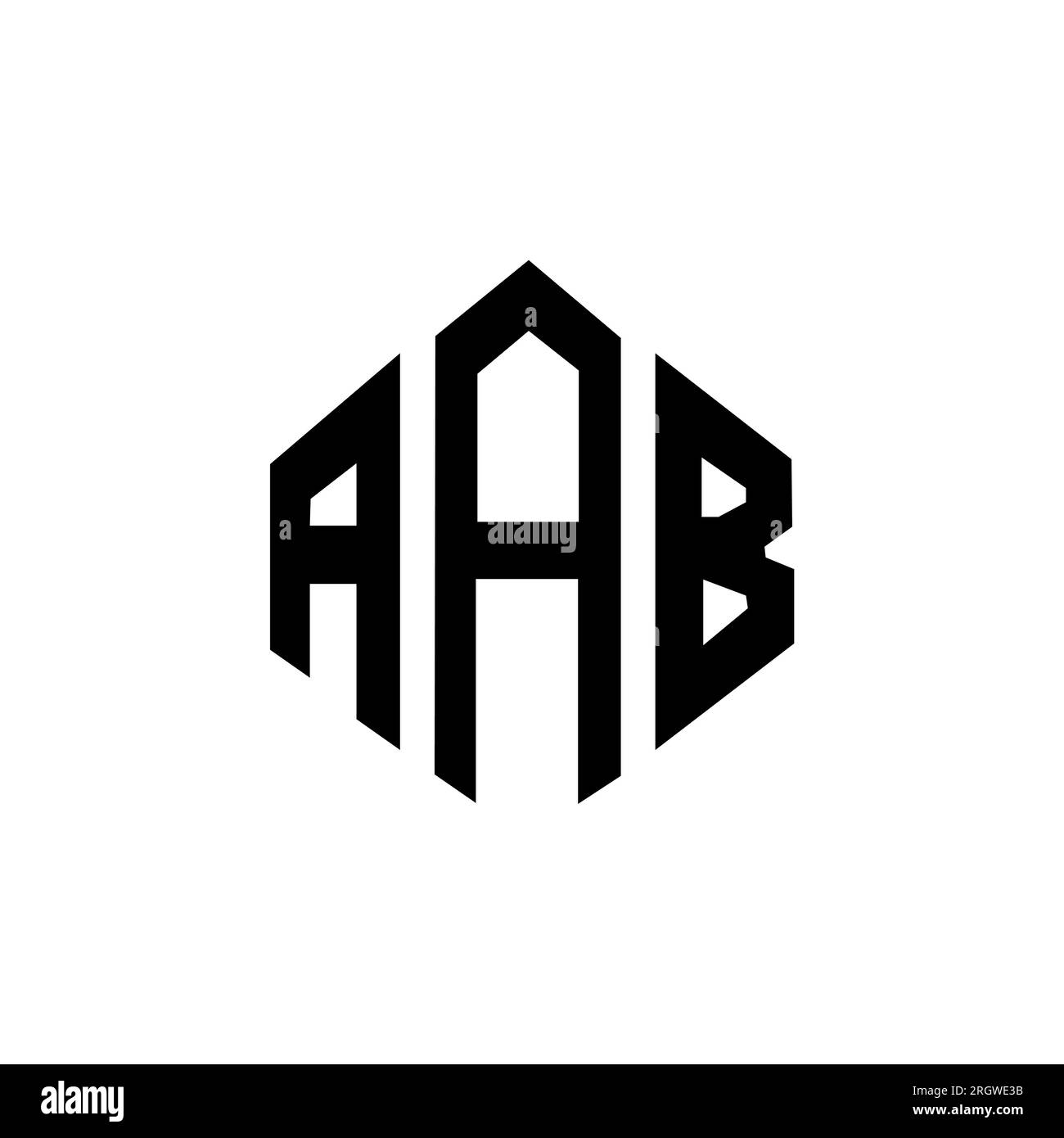 Logo mit AAB-Buchstaben und Polygonform. AAB-Polygon- und würfelförmiges Logo. AAB sechseckige Vektor-Logo-Vorlage in Weiß und Schwarz. AAB monogr Stock Vektor