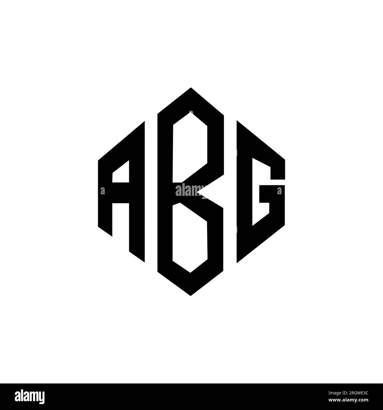 ABG-Logo mit Polygonform. ABG-Polygon- und würfelförmiges Logo. ABG sechseckige Vektor-Logo-Vorlage in Weiß und Schwarz. ABG Monogr Stock Vektor