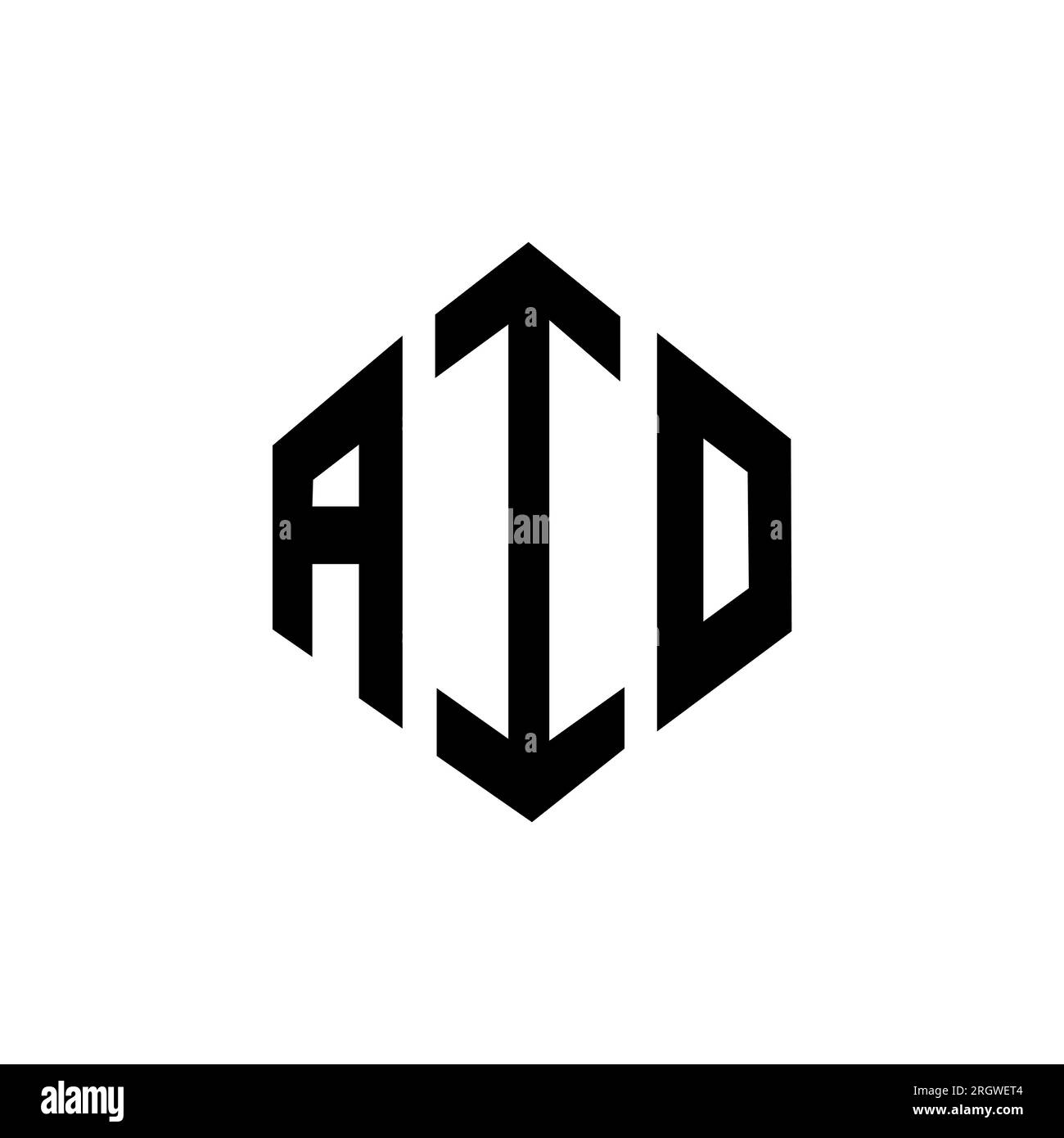 AIO-Logo in Polygonform. AIO-Logo in Polygon- und Würfelform. AIO sechseckige Vektor-Logo-Vorlage in Weiß und Schwarz. AIO Monogr Stock Vektor