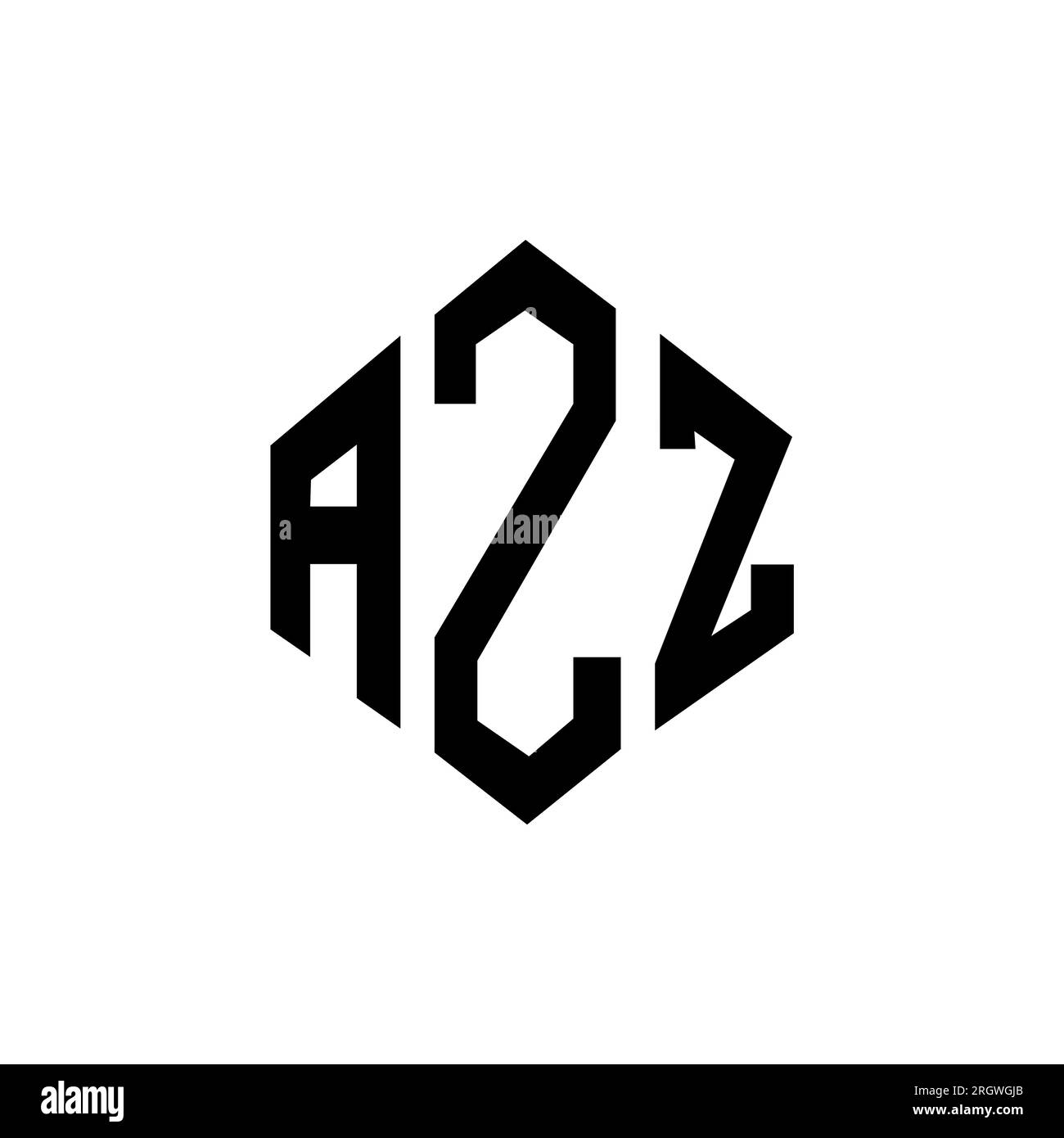 LOGO mit AZZ-Buchstaben und Polygonform. LOGO in AZZ-Polygon- und Würfelform. AZZ sechseckige Vektor-Logo-Vorlage in Weiß und Schwarz. AZZ monogr Stock Vektor