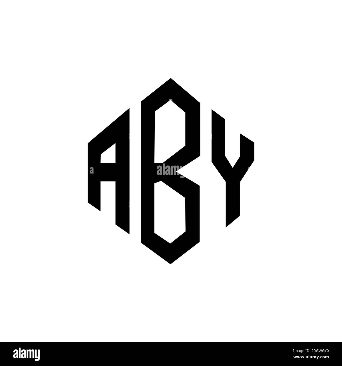 LOGO mit ABY-Buchstaben und Polygonform. ABY-Polygon- und würfelförmiges Logo. ABY sechseckige Vektor-Logo-Vorlage in Weiß und Schwarz. ABY monogr Stock Vektor