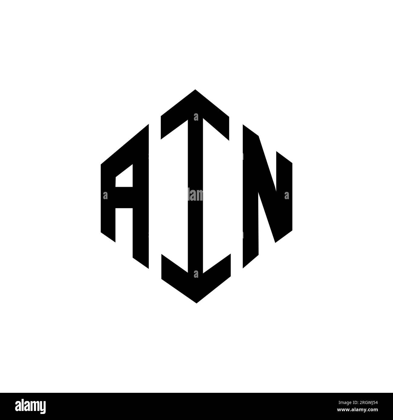 LOGO mit AIN-Buchstaben und Polygonform. AIN-Polygon- und würfelförmiges Logo. AIN sechseckige Vektor-Logo-Vorlage in Weiß und Schwarz. AIN monogr Stock Vektor