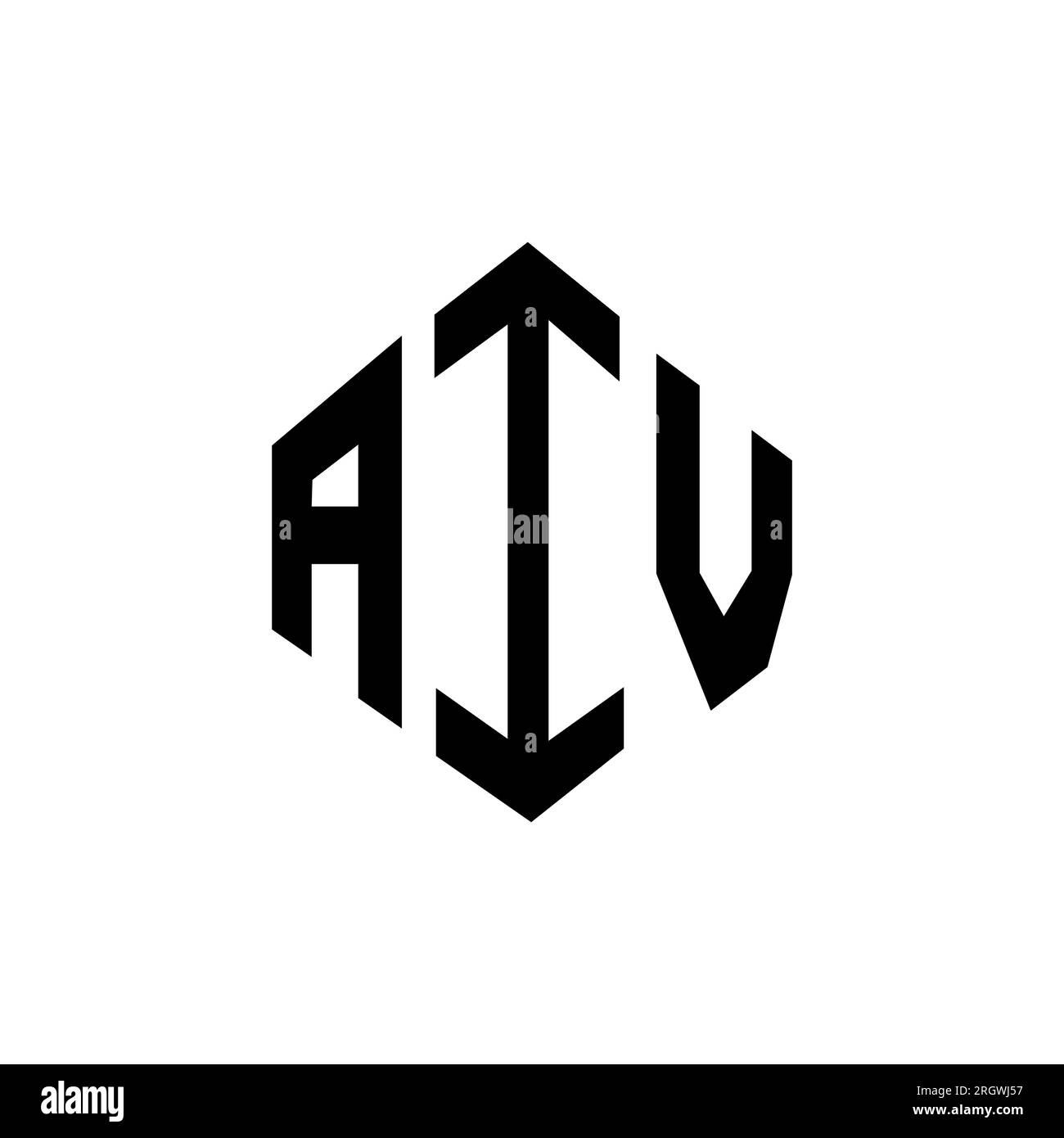 Logo mit AIV-Buchstaben und Polygonform. AIV-Polygon- und würfelförmiges Logo. AIV sechseckige Vektor-Logo-Vorlage in Weiß und Schwarz. AIV Monogr Stock Vektor