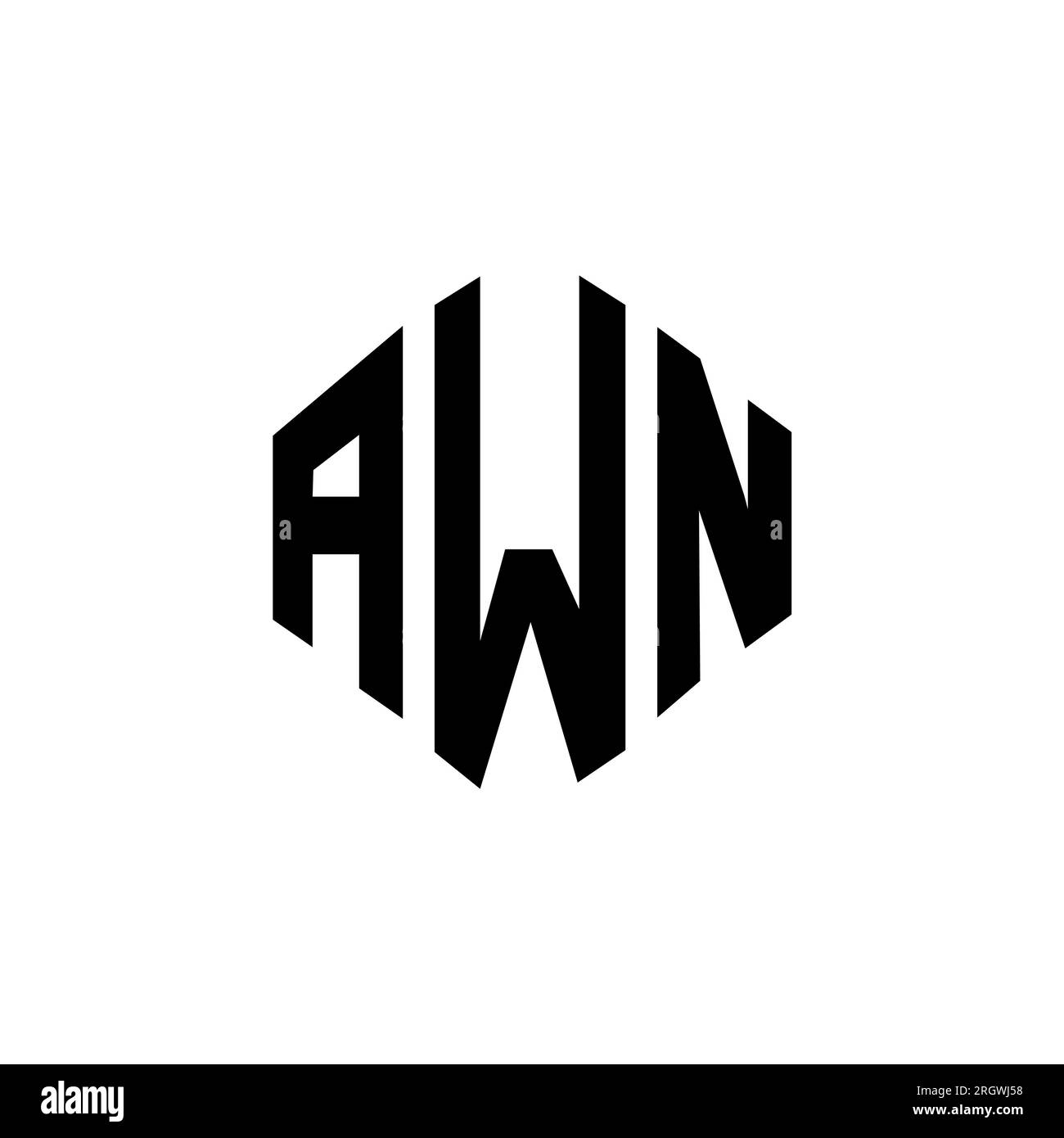 Logo mit AWN-Buchstaben und Polygonform. AWN-Polygon- und würfelförmiges Logo. AWN sechseckige Vektor-Logo-Vorlage in Weiß und Schwarz. AWN Monogr Stock Vektor