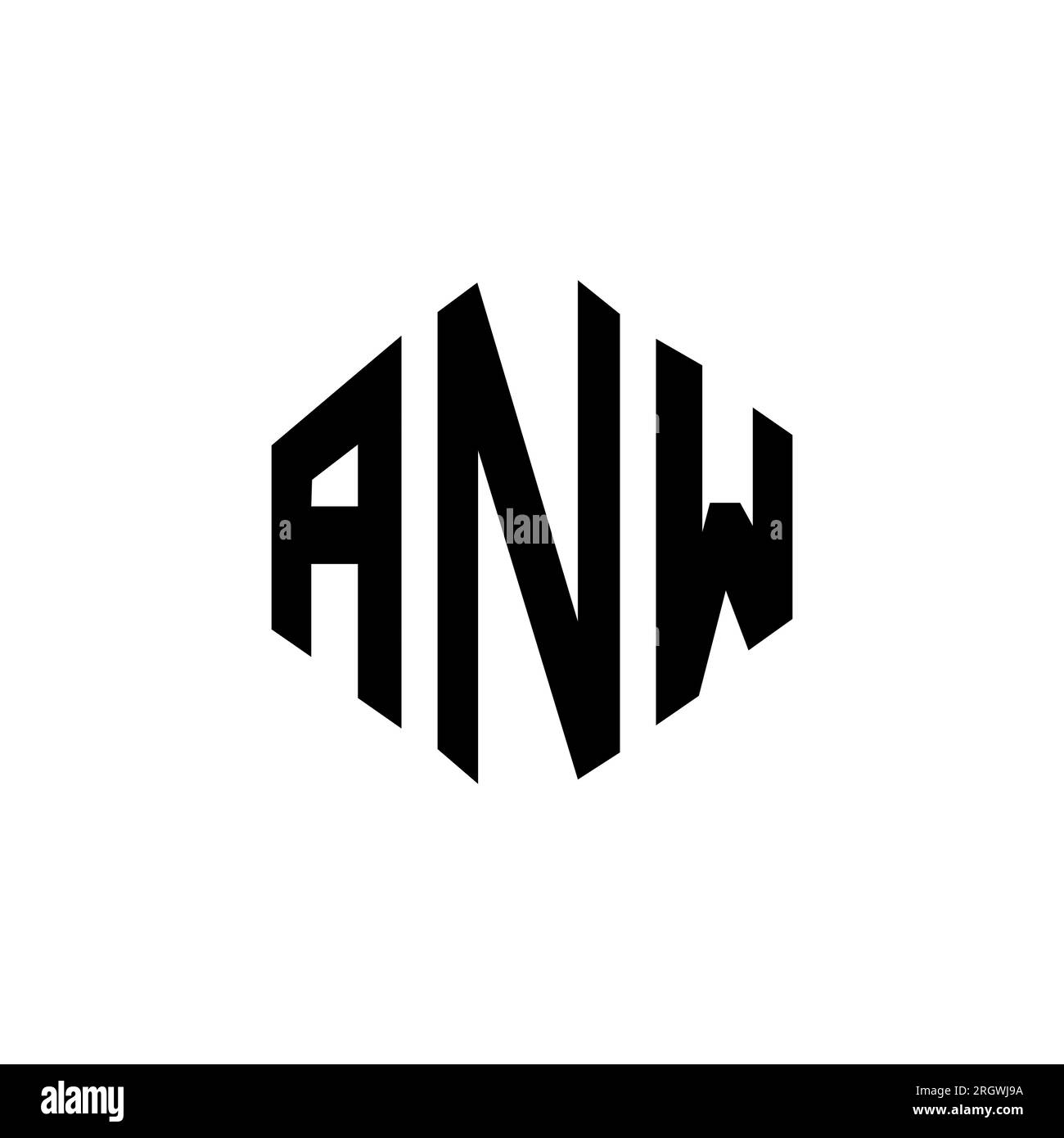 LOGO mit ANW-Buchstaben und Polygonform. ANW-Logo in Polygon- und Würfelform. ANW sechseckige Vektor-Logo-Vorlage in Weiß und Schwarz. ANW Monogr Stock Vektor
