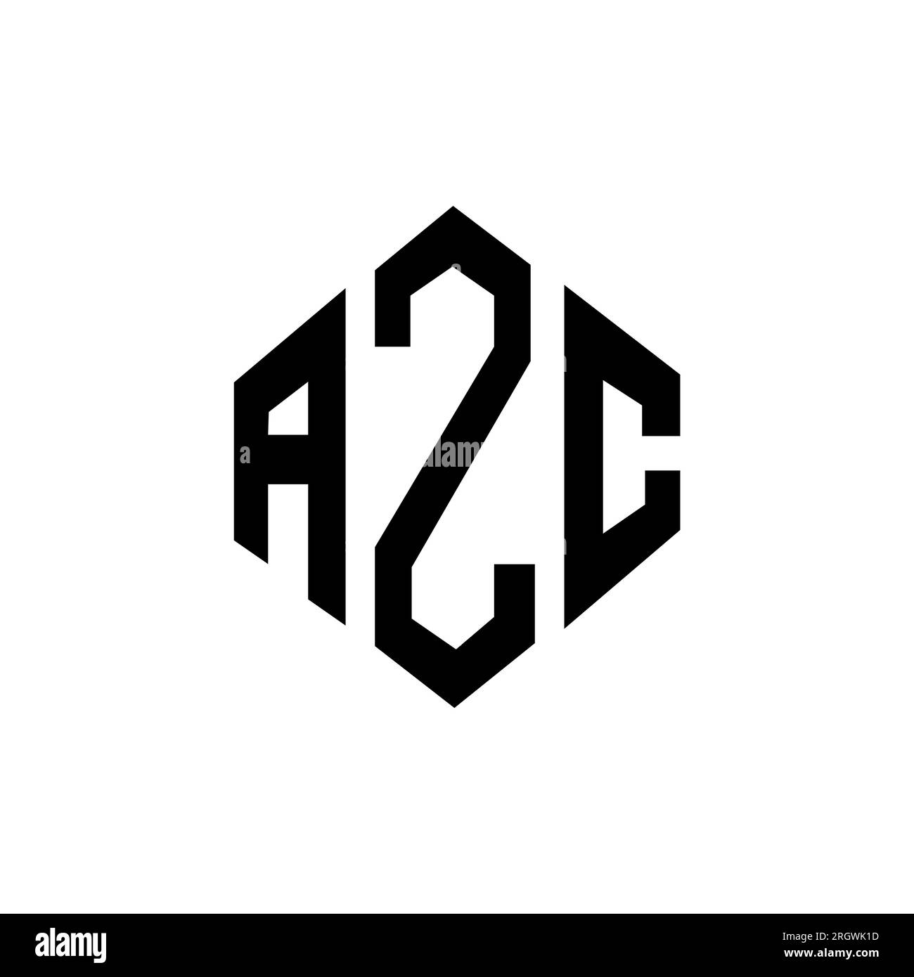 Logo mit AZC-Buchstaben und Polygonform. AZC-Polygon- und würfelförmiges Logo. AZC sechseckige Vektor-Logo-Vorlage in Weiß und Schwarz. AZC monogr Stock Vektor