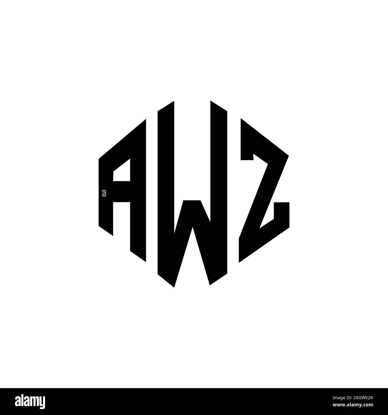 Logo mit AWZ-Buchstaben und Polygonform. AWZ-Polygon- und würfelförmiges Logo. AWZ sechseckige Vektor-Logo-Vorlage in Weiß und Schwarz. AWZ monogr Stock Vektor