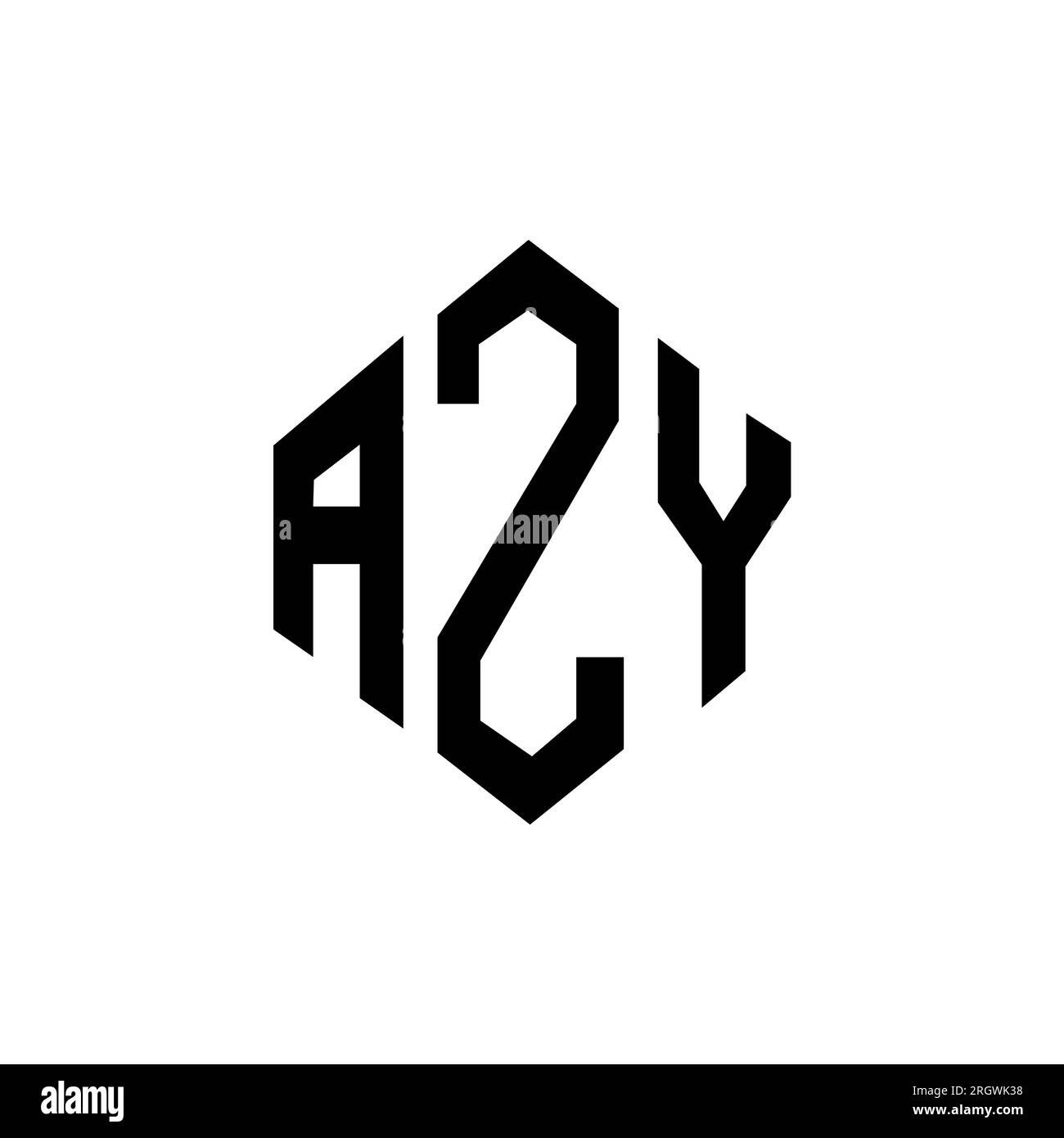 LOGO mit „AZY“-Buchstaben und Polygonform. AZY-Polygon- und würfelförmiges Logo. AZY sechseckige Vektor-Logo-Vorlage in Weiß und Schwarz. AZY Monogr Stock Vektor