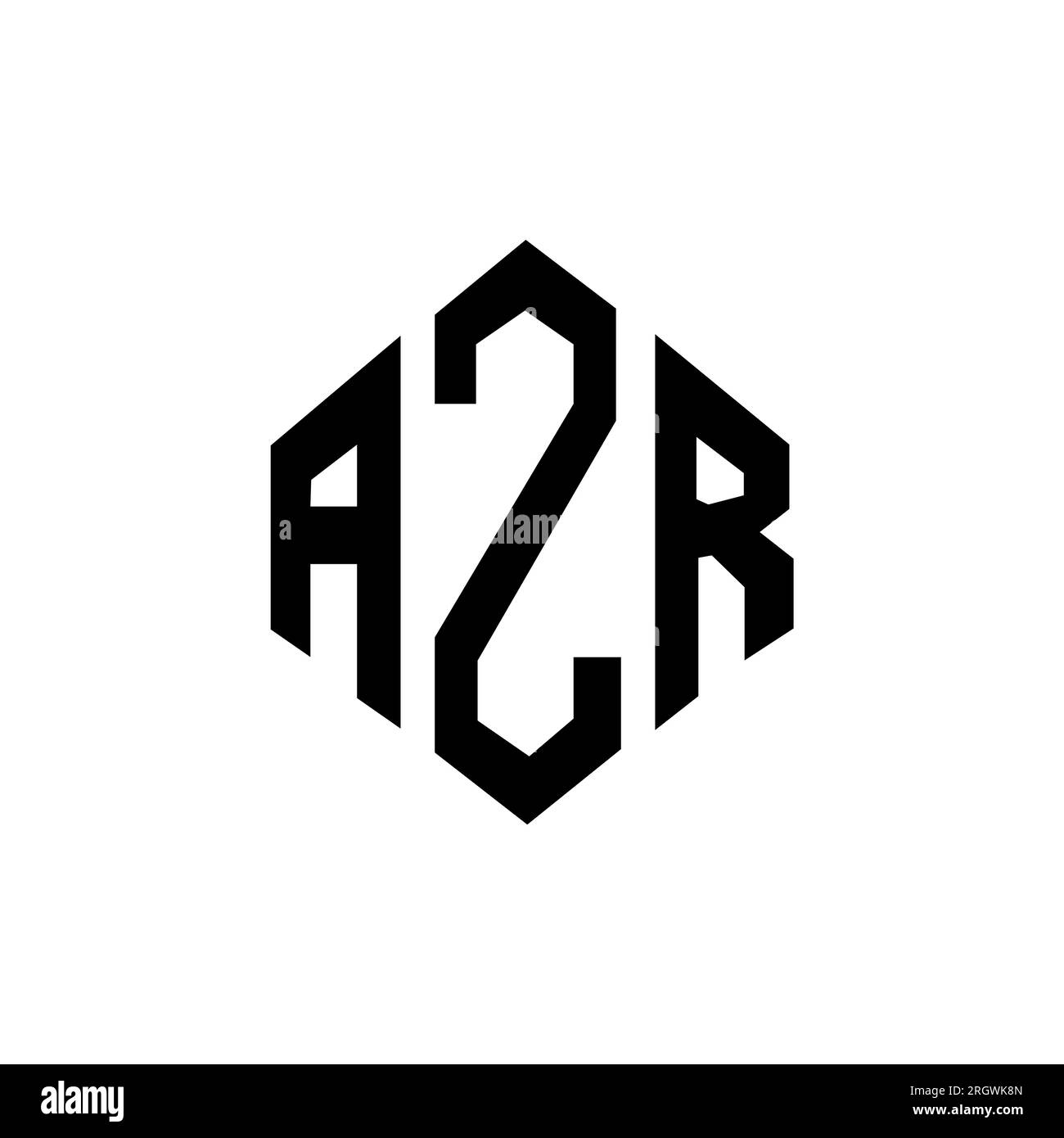 Logo mit AZR-Buchstaben und Polygonform. AZR-Polygon- und würfelförmiges Logo. AZR-sechseckige Vektor-Logo-Vorlage in Weiß und Schwarz. AZR Monogr Stock Vektor