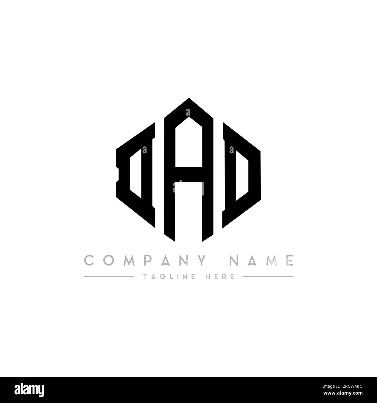 LOGO mit „DAD“-Buchstaben und Polygonform. DAD-Polygon- und würfelförmiges Logo. DAD sechseckige Vektorvorlage in Weiß und Schwarz. VATER Monogr Stock Vektor