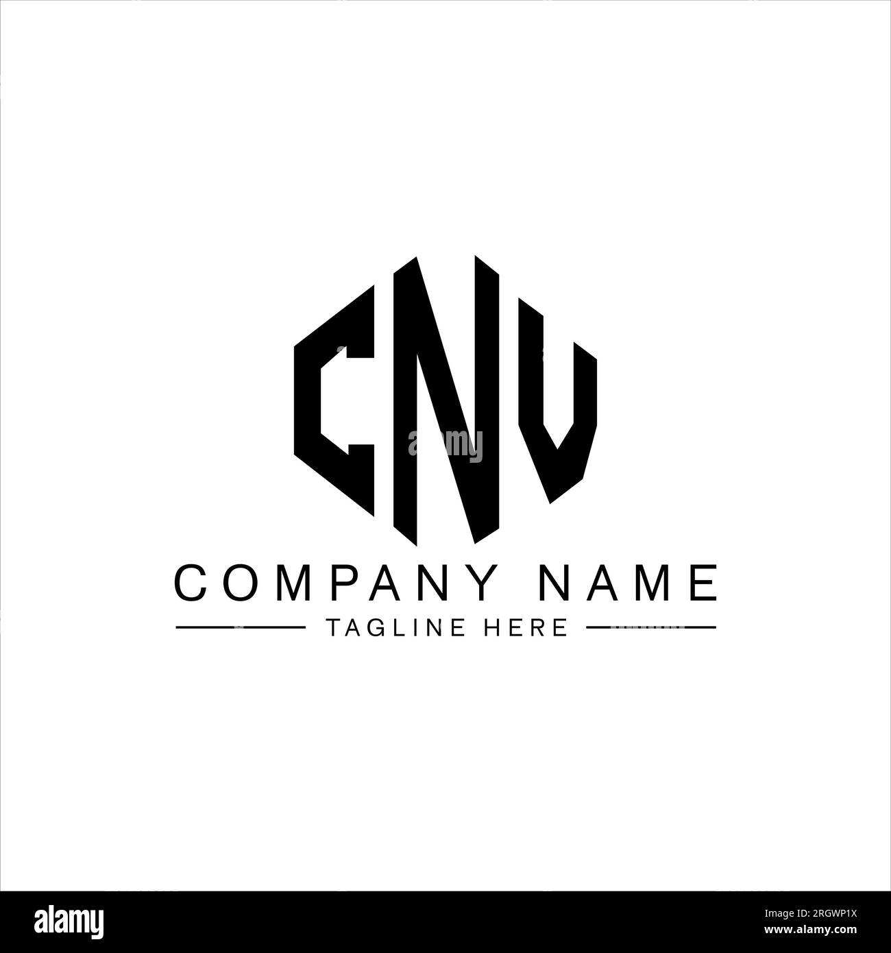 CNV-Logo in Polygonform. CNV-Polygon- und würfelförmiges Logo. CNV-sechseckige Vektor-Logo-Vorlage in Weiß und Schwarz. CNV monogr Stock Vektor
