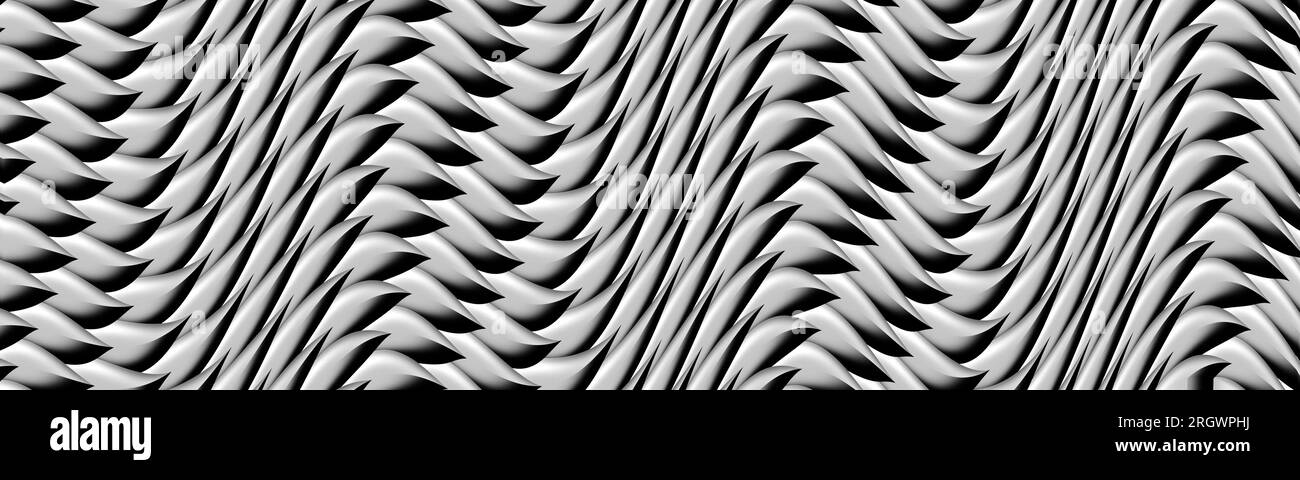 Verzierte graue Volumenoberfläche. Abstraktes nahtloses Muster. 3D-Abbildung Stockfoto