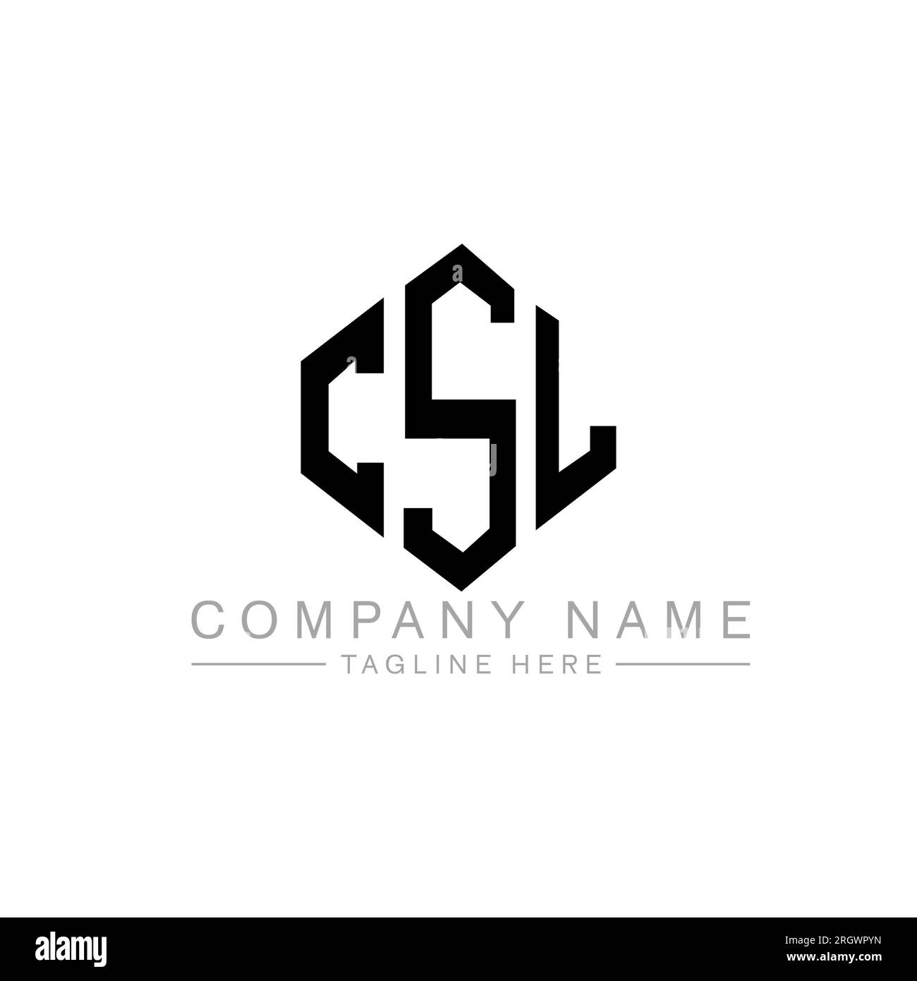 CSLLogo mit Polygonform. CSLPolygon und würfelförmiges Logo. CSL