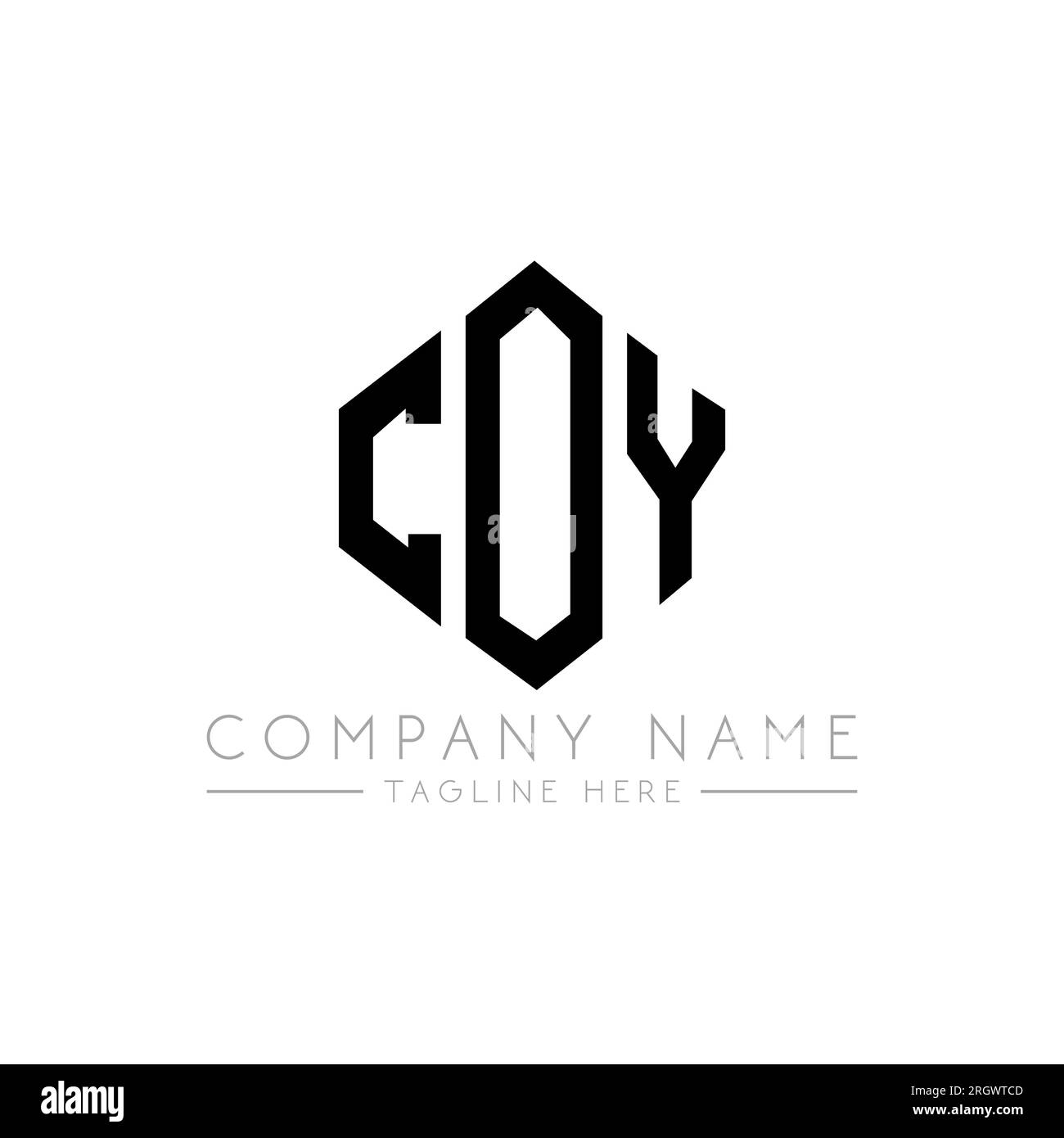 COY-Logo in Polygonform. COY-Polygon- und würfelförmiges Logo. COY sechseckige Vektor-Logo-Vorlage in Weiß und Schwarz. COY Monogr Stock Vektor