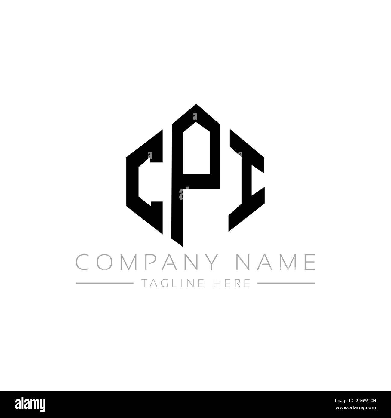 CPI-Logo in Polygonform. CPI-Polygon- und würfelförmiges Logo. CPI-sechseckige Vektorlogos in Weiß und Schwarz. CPI Monogr Stock Vektor