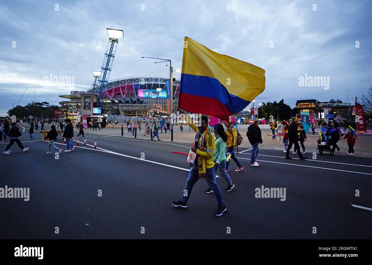Kolumbien-Fans vor dem Viertelfinale der FIFA Women's World Cup im Stadium Australia, Sydney. Foto: Samstag, 12. August 2023. Stockfoto