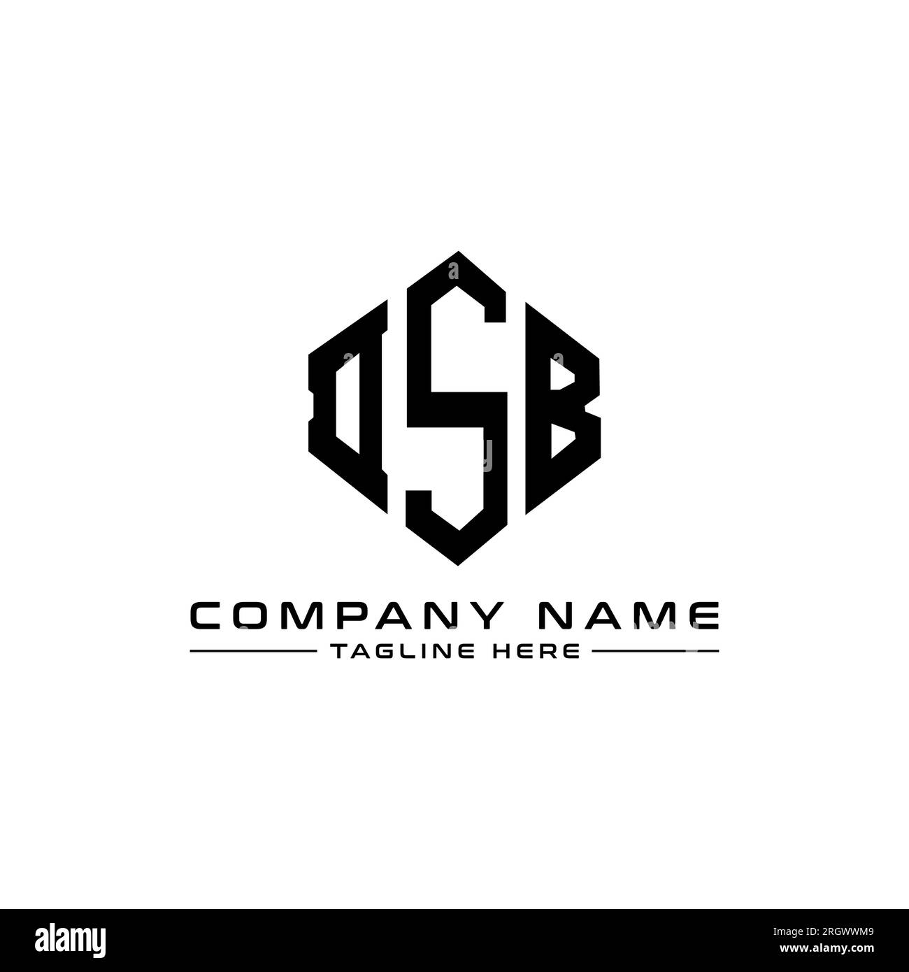 DSB-Logo in Polygonform. DSB-Polygon- und würfelförmiges Logo. Sechseckige DSB-Vektor-Logo-Vorlage in Weiß und Schwarz. DSB Monogr Stock Vektor