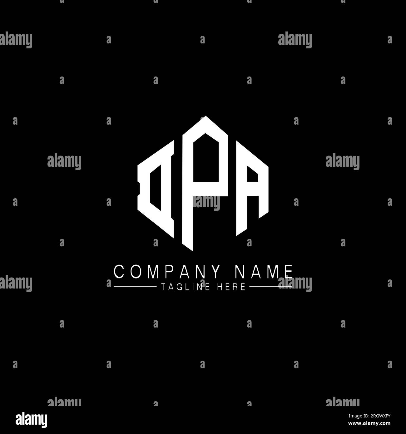 DPA-Logo in Polygonform. DPA-Polygon- und würfelförmiges Logo. Sechseckige DPA-Vektor-Logo-Vorlage in Weiß und Schwarz. DPA Monogr Stock Vektor