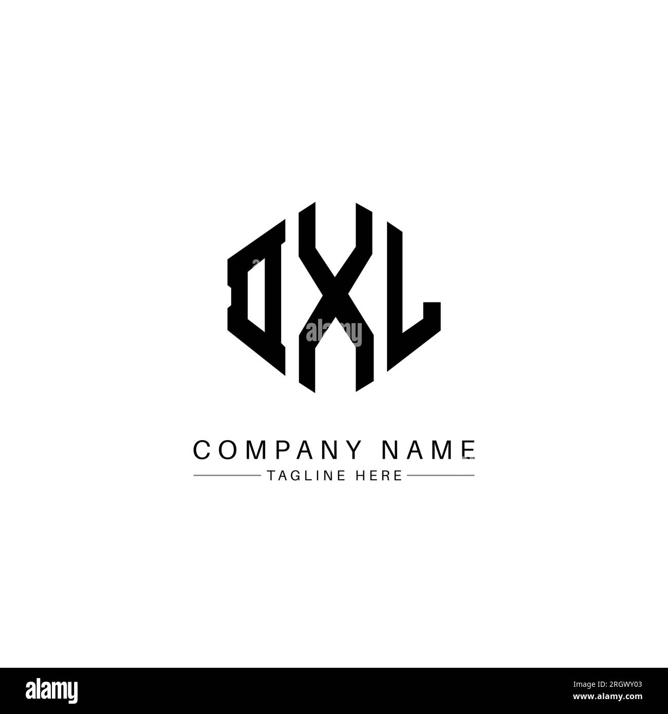 DXL-Logo in Polygonform. DXL-Polygon- und würfelförmiges Logo. Sechseckige DXL-Vektor-Logo-Vorlage in Weiß und Schwarz. DXL Monogr Stock Vektor