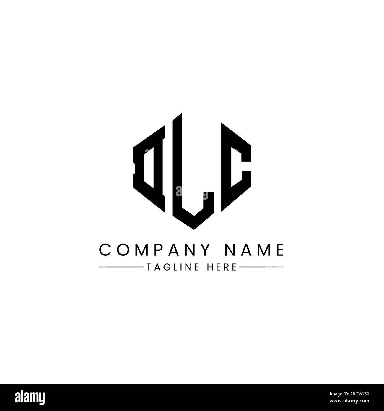 DLC-Logo in Polygonform. DLC-Polygon- und würfelförmiges Logo. Sechseckige DLC-Vektor-Logo-Vorlage in Weiß und Schwarz. DLC Monogr Stock Vektor