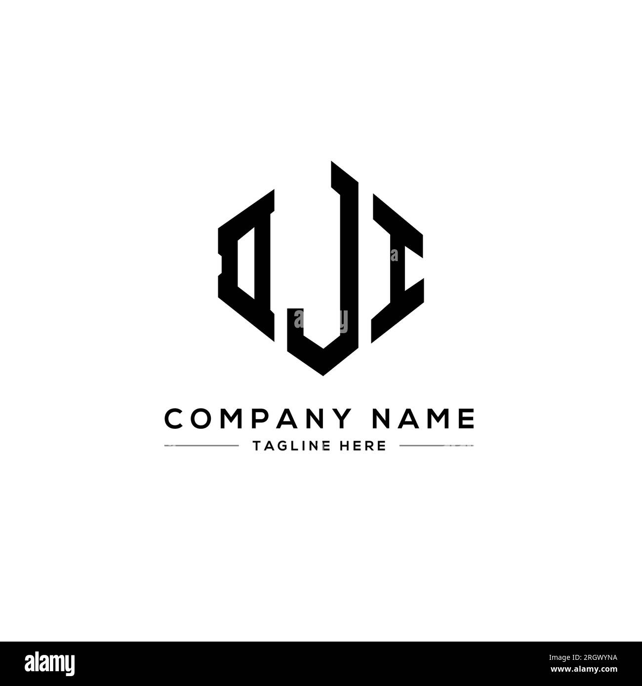 DJI-Logo in Polygonform. DJI-Polygon- und würfelförmiges Logo. Sechseckige DJI-Vektor-Logo-Vorlage in Weiß und Schwarz. DJI monogr Stock Vektor