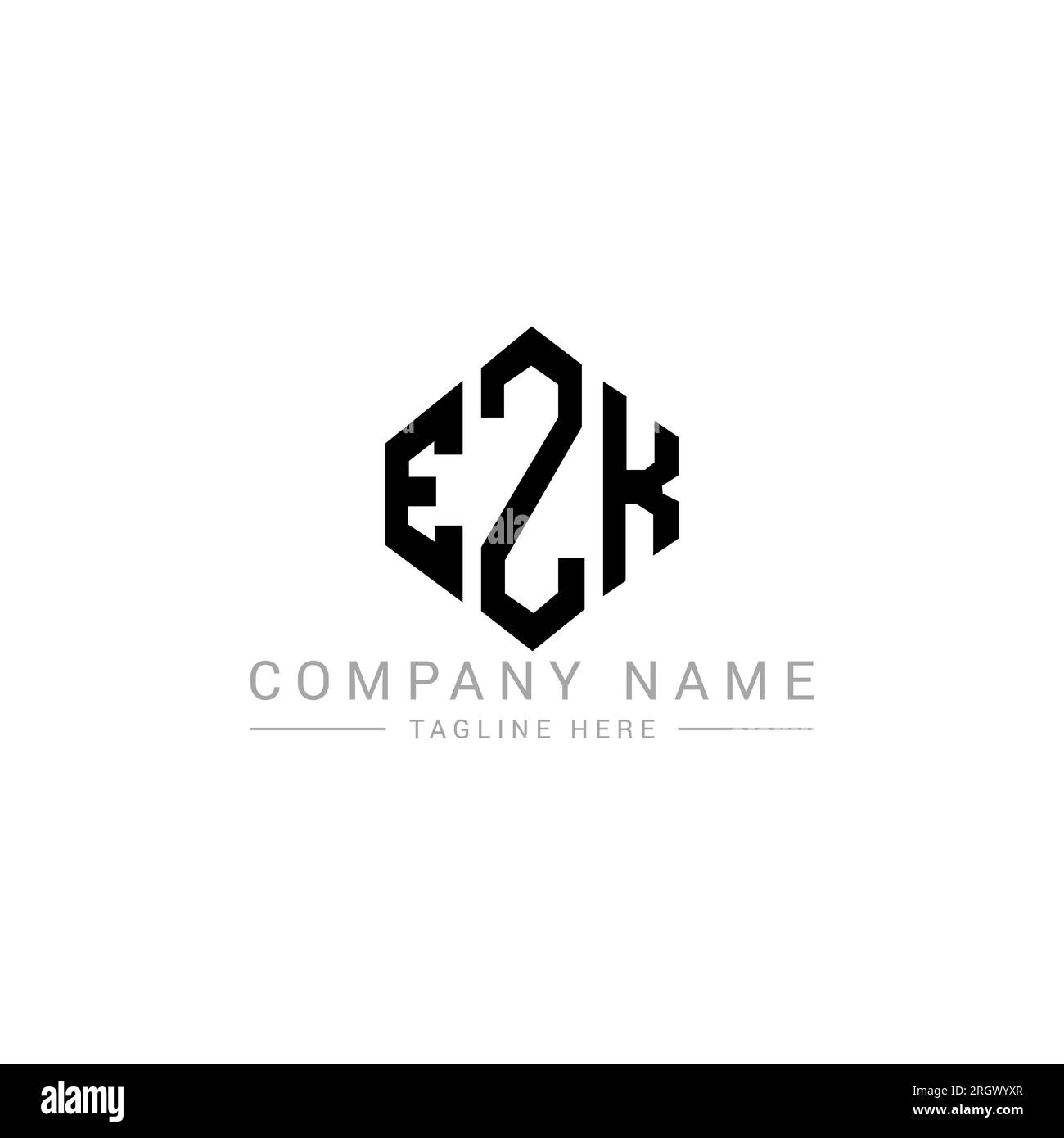 LOGO mit EZK-Buchstaben und Polygonform. EZK-Polygon- und würfelförmiges Logo. EZK sechseckige Vektor-Logo-Vorlage in Weiß und Schwarz. EZK monogr Stock Vektor