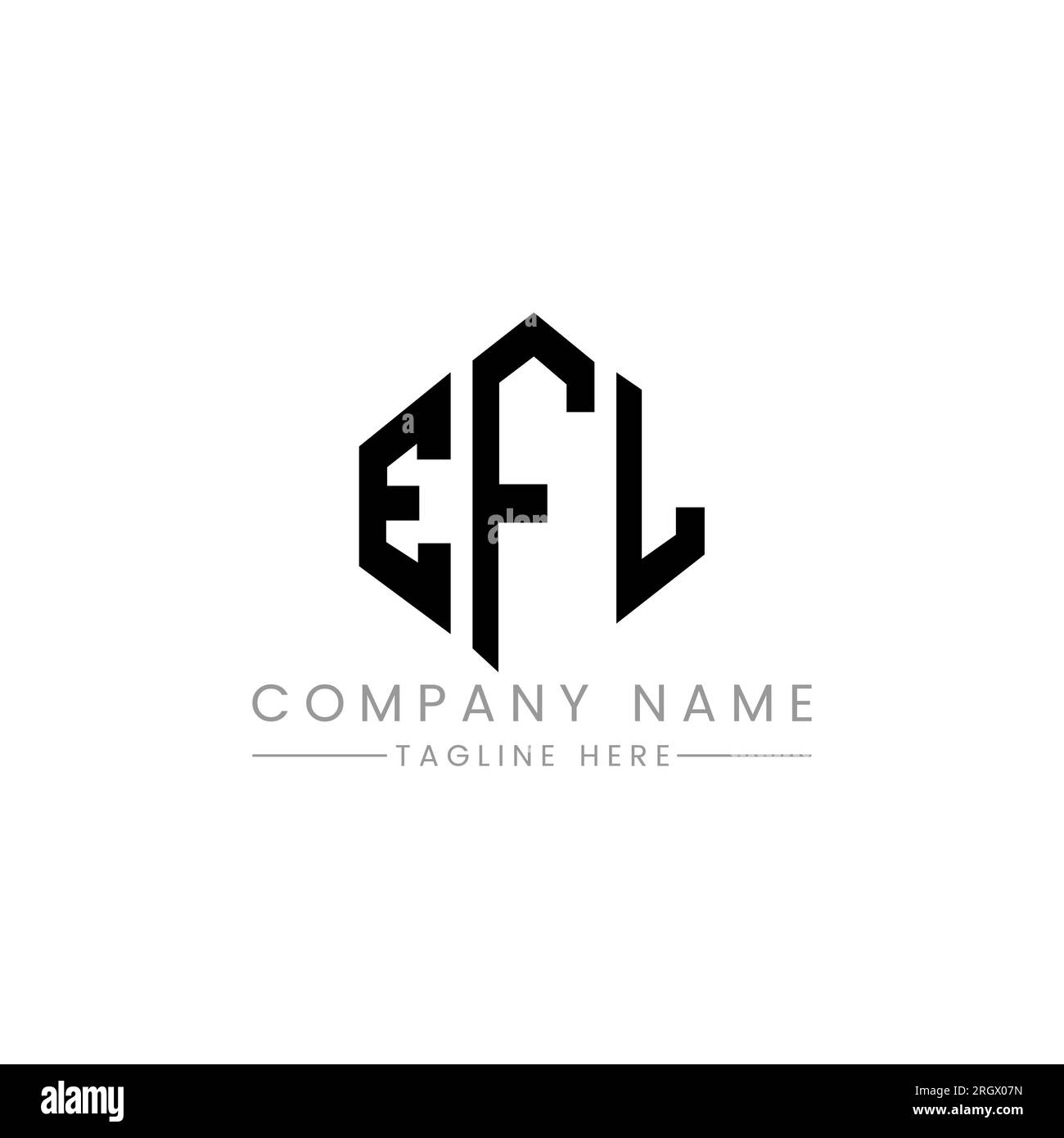 Logo mit EFL-Buchstaben und Polygonform. EFL-Polygon- und würfelförmiges Logo. EFL sechseckige Vektor-Logo-Vorlage in Weiß und Schwarz. EFL Monogr Stock Vektor