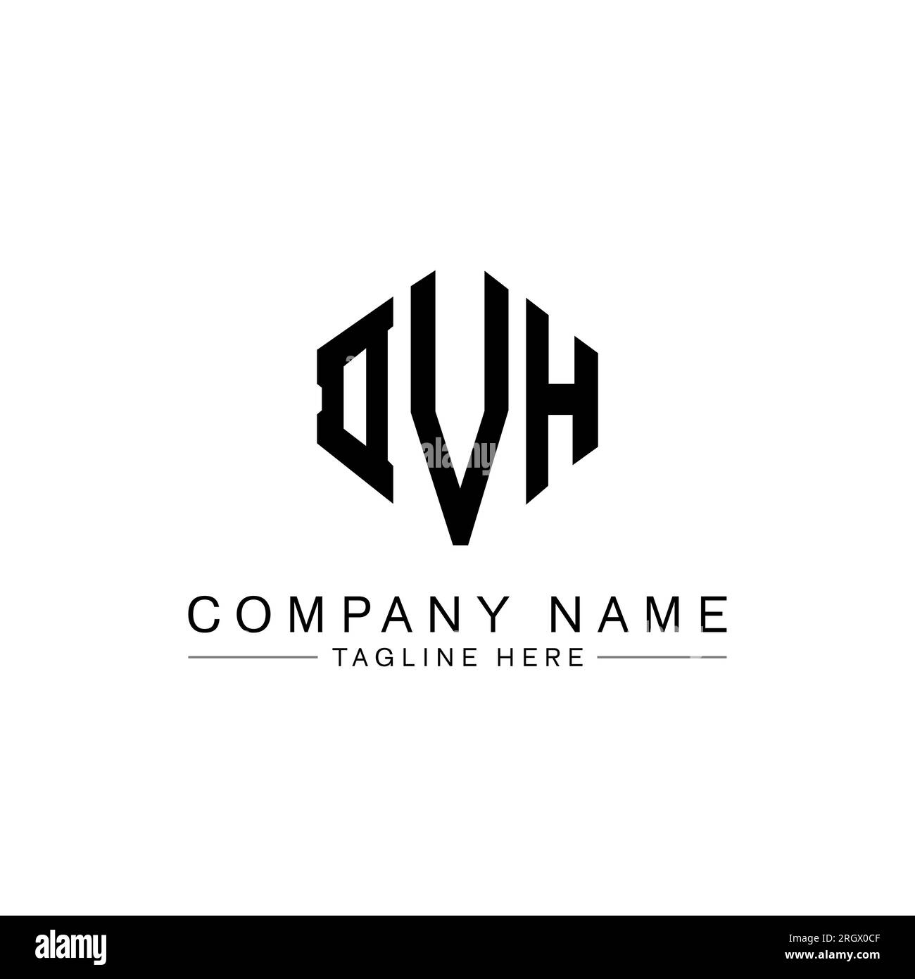 Logo mit DVHBuchstaben und Polygonform. DVHPolygon und würfelförmiges Logo. Sechseckige DVH Logo mit DVHBuchstaben und Polygonform. DVHPolygon und würfelförmiges Logo. Sechseckige DVH