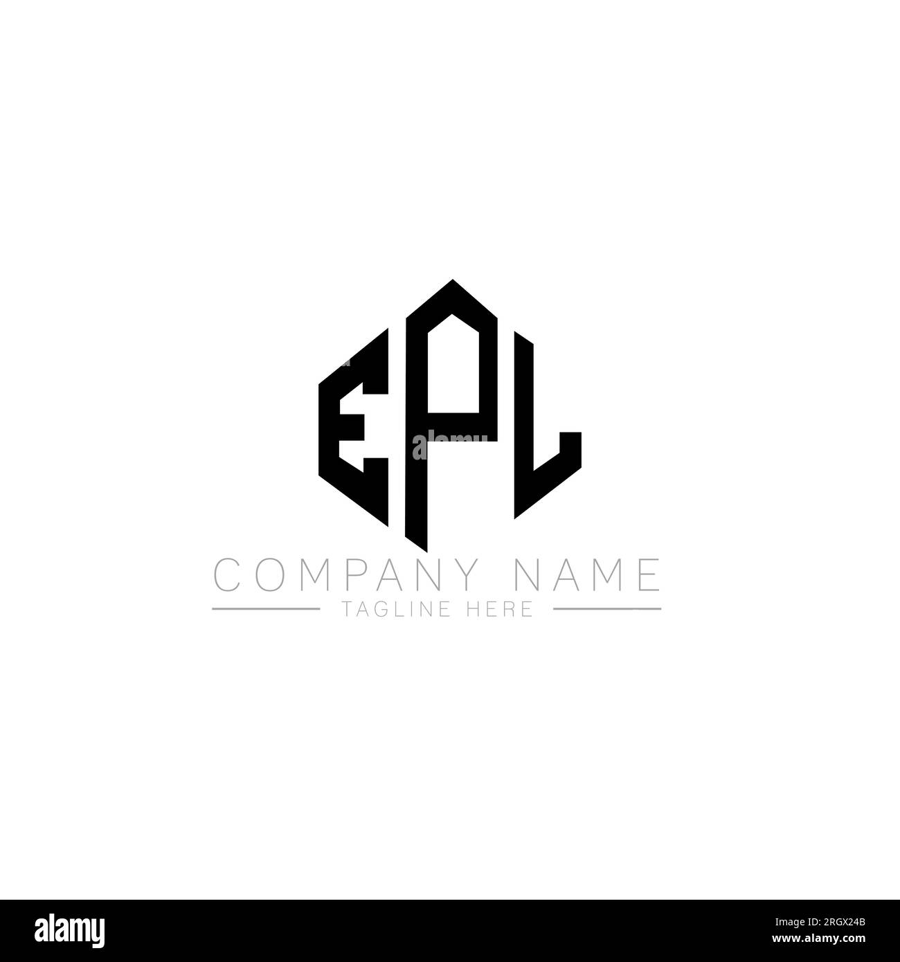 EPL-Logo in Polygonform. EPL-Logo in Polygon- und Würfelform. EPL-sechseckige Vektorvorlage in Weiß und Schwarz. EPL Monogr Stock Vektor