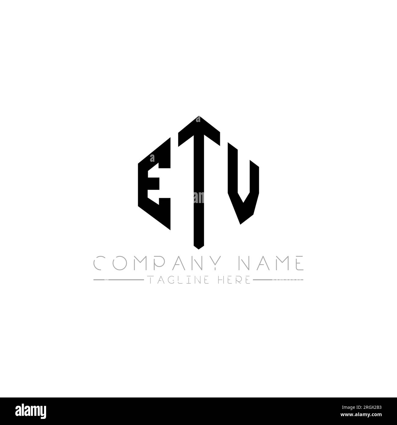 ETV-Logo in Polygonform. ETV-Polygon- und würfelförmiges Logo. ETV sechseckige Vektor-Logo-Vorlage in Weiß und Schwarz. ETV Monogr Stock Vektor