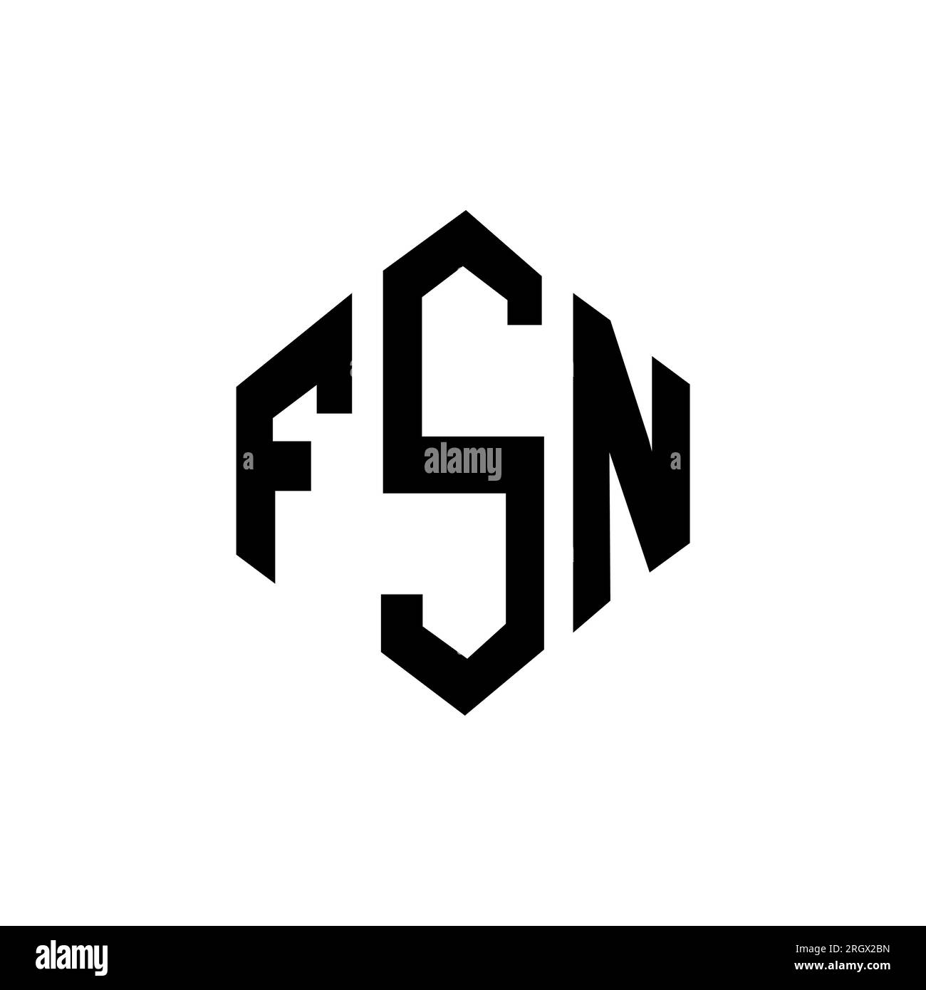 FSN-Buchstabenlogo mit Polygonform. FSN-Polygon- und würfelförmiges Logo. FSN sechseckige Vektorvorlage in Weiß und Schwarz. FSN Monogr Stock Vektor