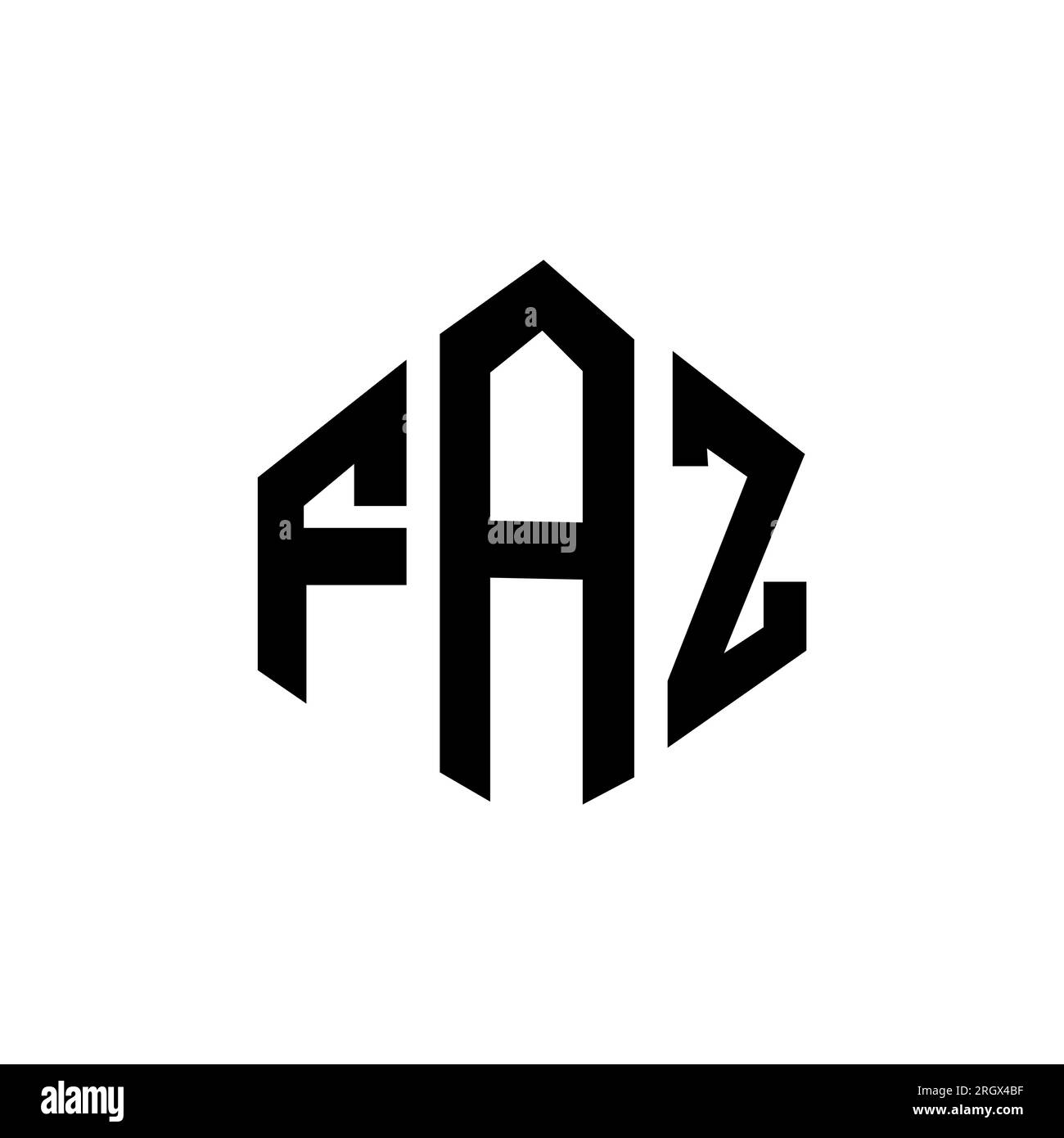 Logo mit FAZ-Buchstaben und Polygonform. FAZ Polygon- und würfelförmiges Logo. FAZ sechseckige Vektor-Logo-Vorlage in Weiß und Schwarz. FAZ monogr Stock Vektor