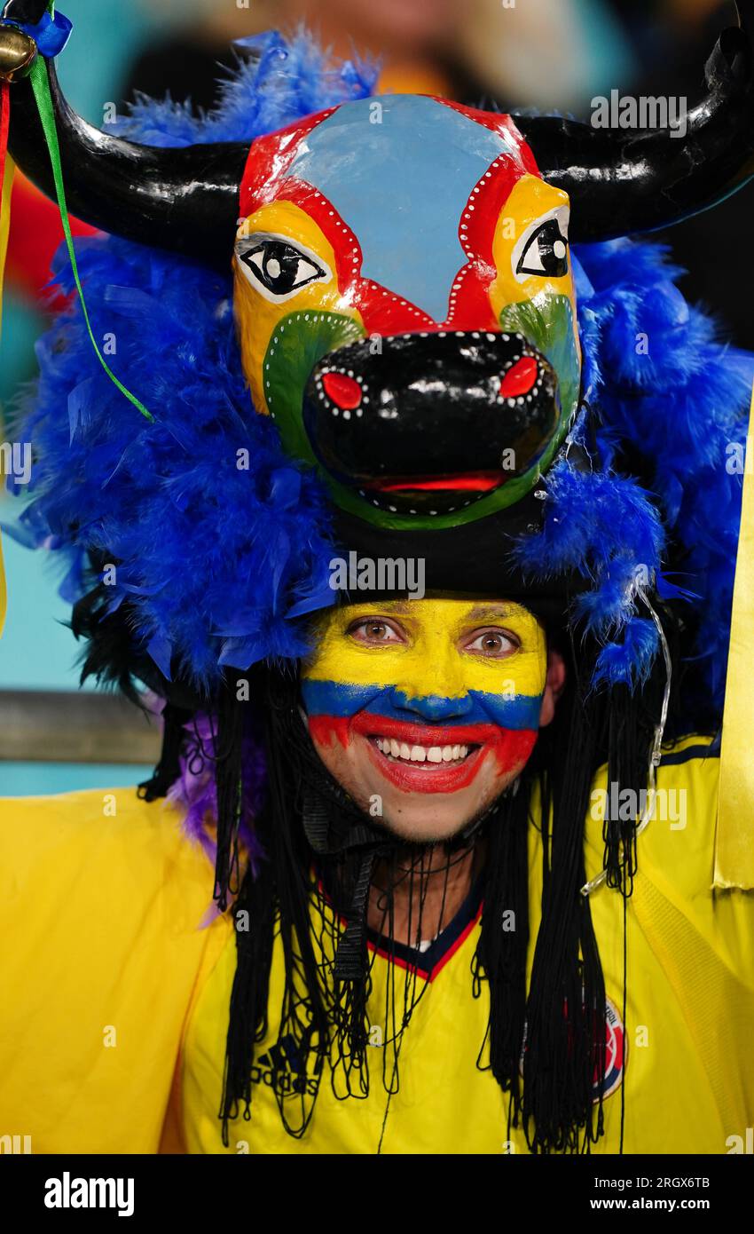 Ein kolumbianischer Fan vor dem Viertelfinale der FIFA Women's World Cup im Stadium Australia, Sydney. Foto: Samstag, 12. August 2023. Stockfoto