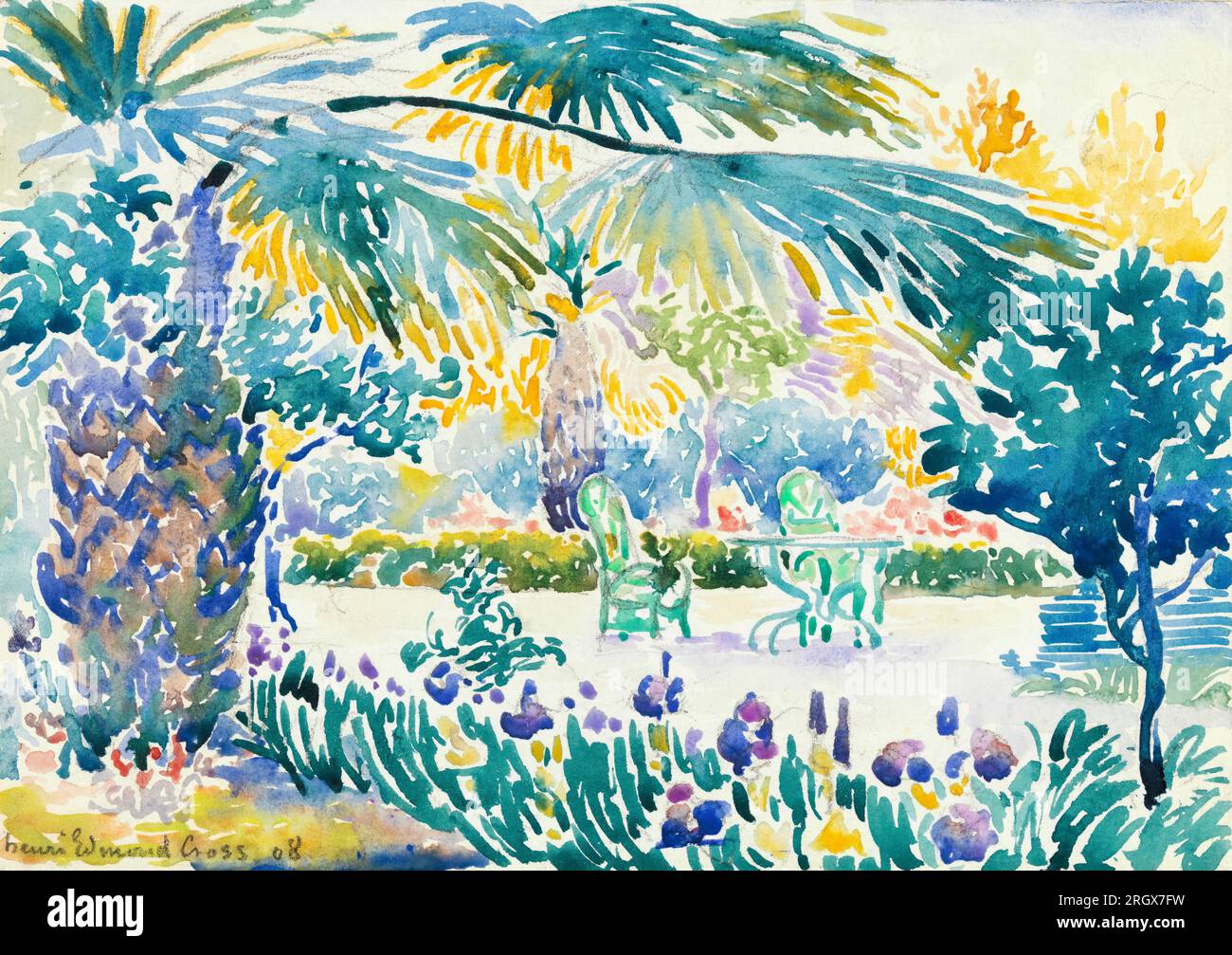 Henri Edmond Cross, Garten des Malers in Saint Clair, Gemälde 1908 Stockfoto